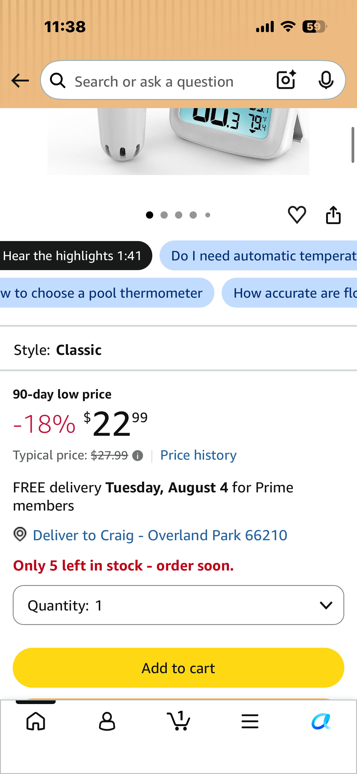 Pool Thermometer, Floating Easy Read, IPX8 Swimming Pool Thermometer with Wireless Indoor Large Display, Waterproof Rating, Pond/Hot Tub/Spa, Contemporary