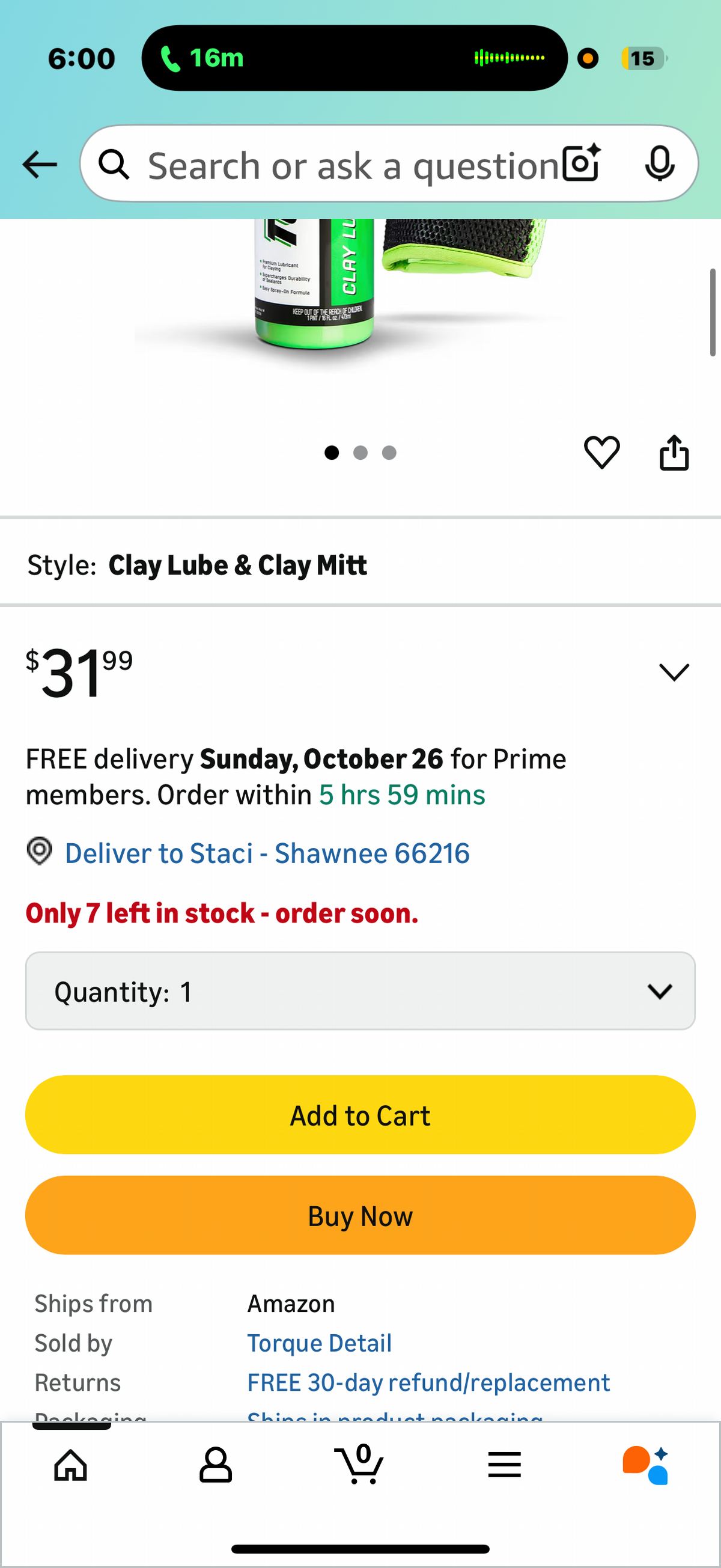 Torque Detail Clay Mitt & Clay Lube Combo - Reusable, Premium Clay Bar Mitt & Clay Lubricant - Decon Your Exterior Surfaces Clay Mitt for Car Detailing (Clay Lube & Clay Mitt