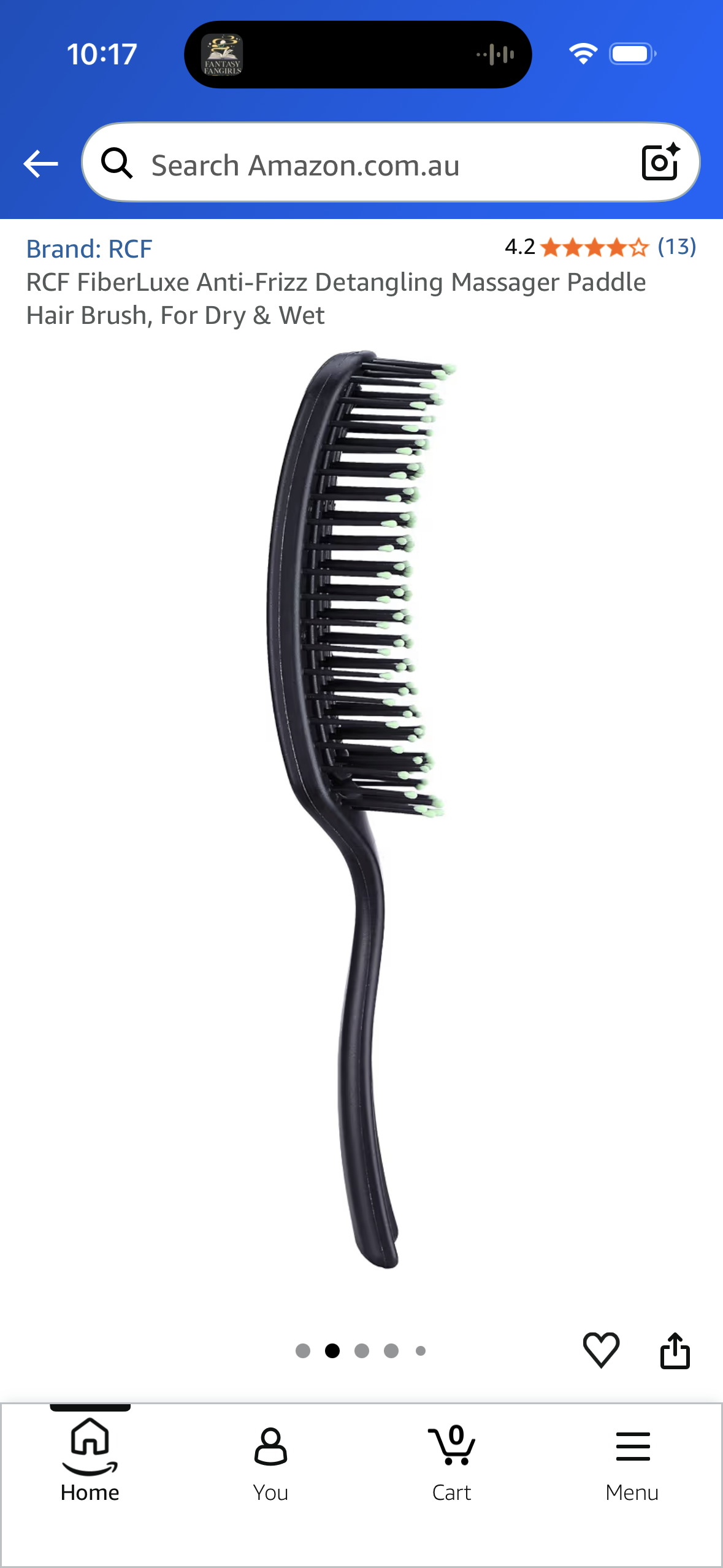 RCF FiberLuxe Anti-Frizz Detangling Massager Paddle Hair Brush, For Dry & Wet
