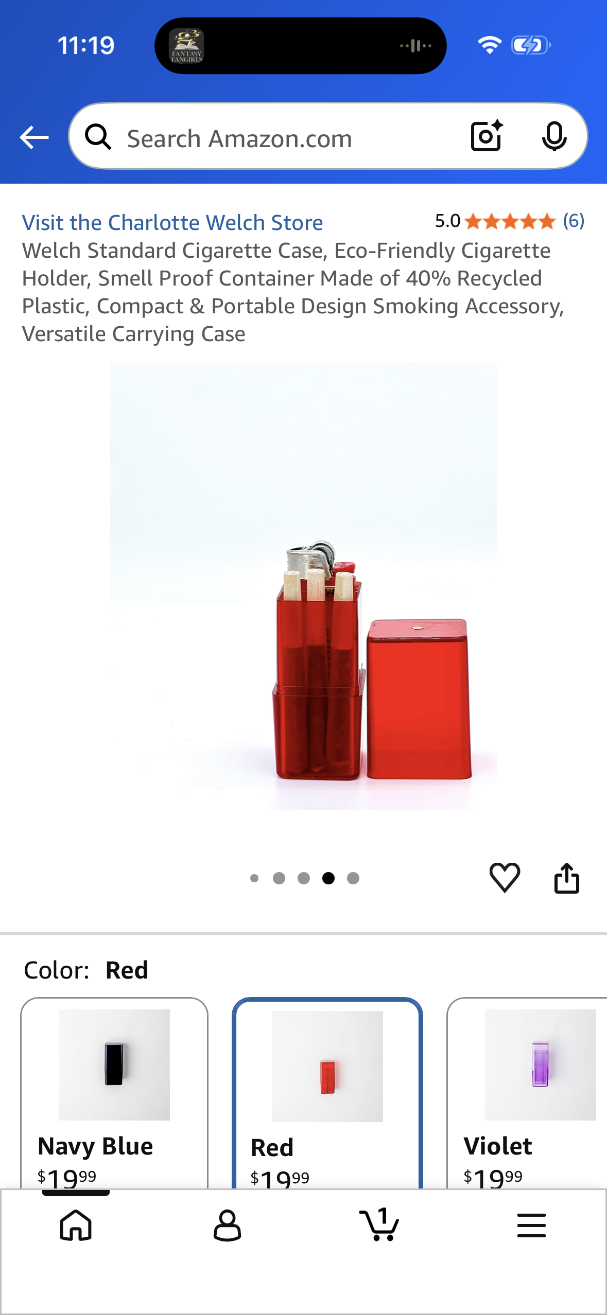Welch Standard Cigarette Case, Eco-Friendly Cigarette Holder, Smell Proof Container Made of 40% Recycled Plastic, Compact & Portable Design Smoking Accessory, Versatile Carrying Case