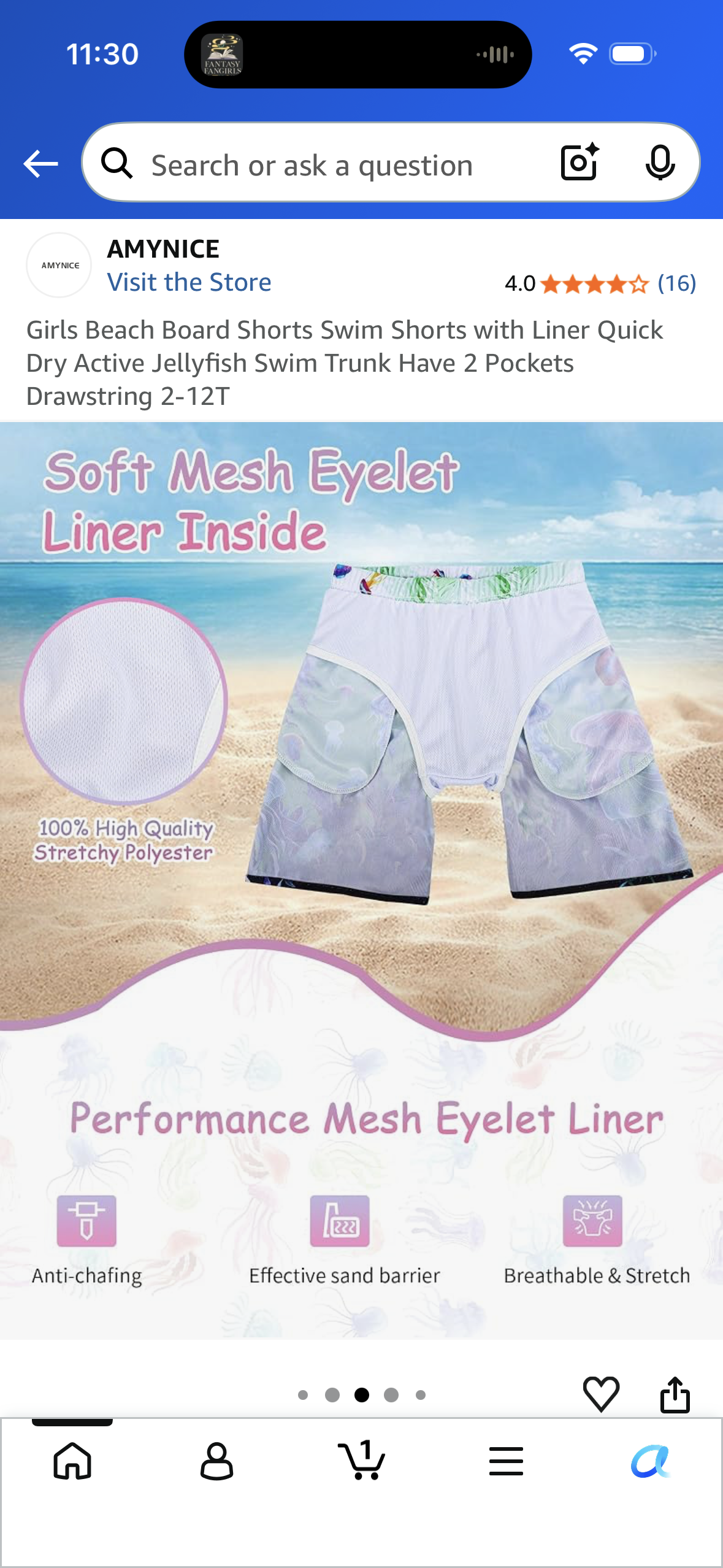 Girls Beach Board Shorts Swim Shorts with Liner Quick Dry Active Jellyfish Swim Trunk Have 2 Pockets Drawstring (Size 3T)