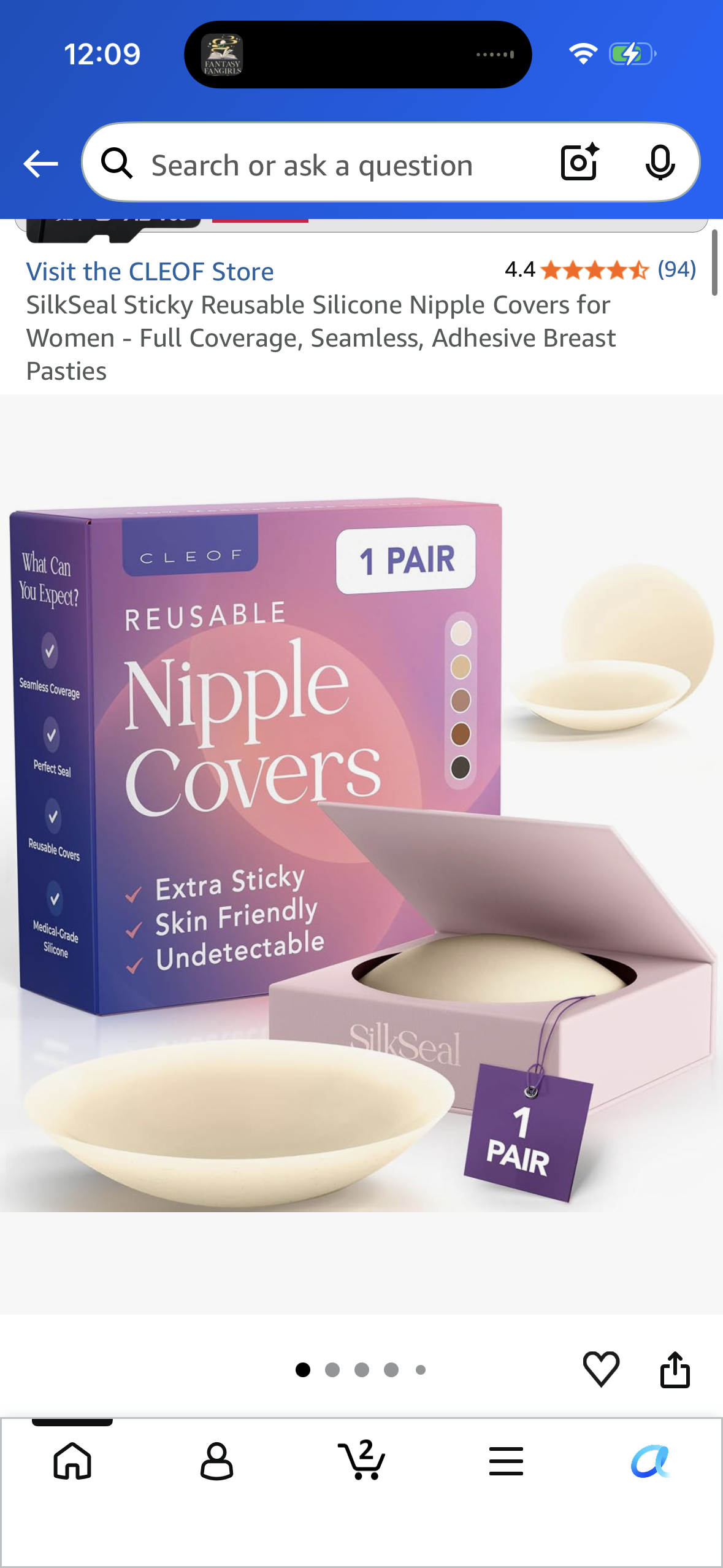 SilkSeal Sticky Reusable Silicone Nipple Covers for Women - Full Coverage, Seamless, Adhesive Breast Pasties (Size A-C Cup)