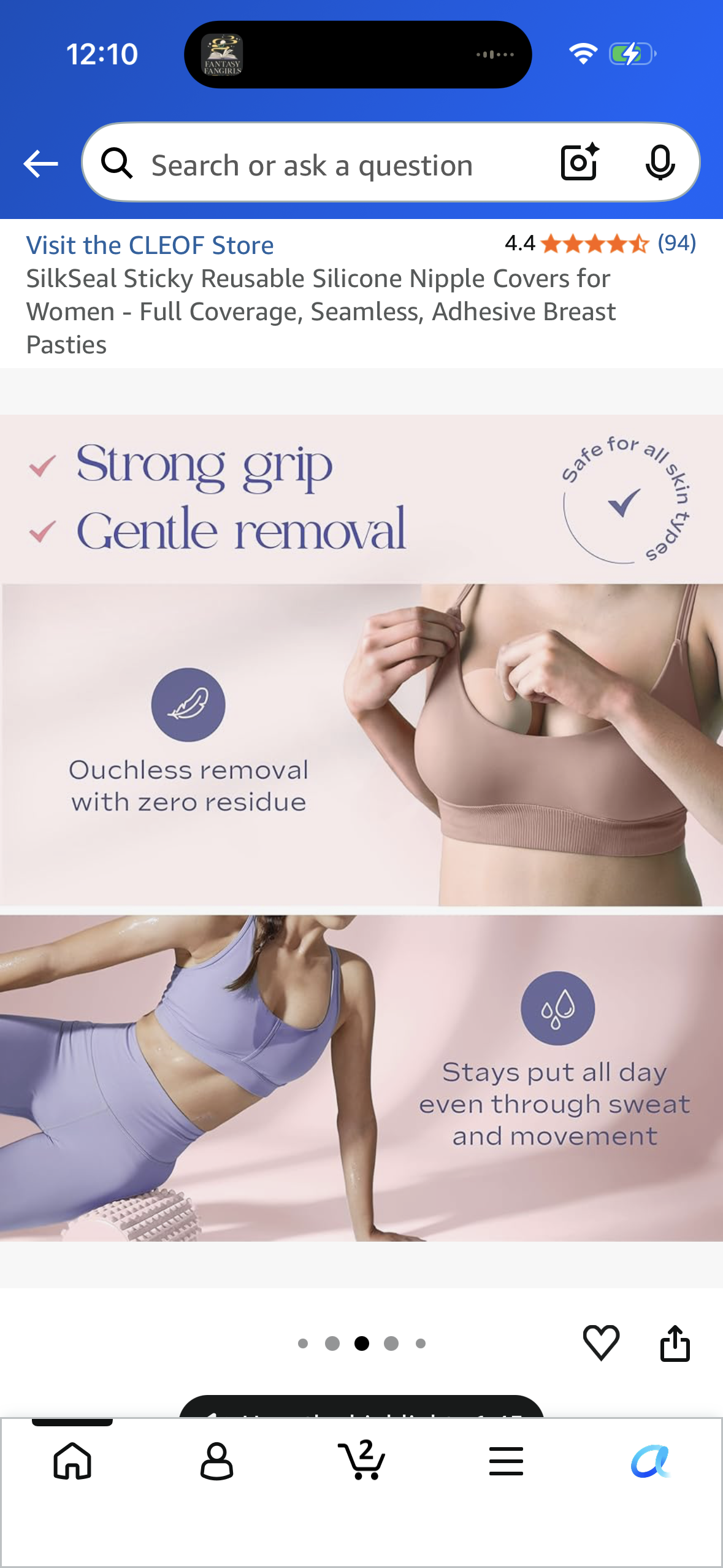 SilkSeal Sticky Reusable Silicone Nipple Covers for Women - Full Coverage, Seamless, Adhesive Breast Pasties (Size A-C Cup)