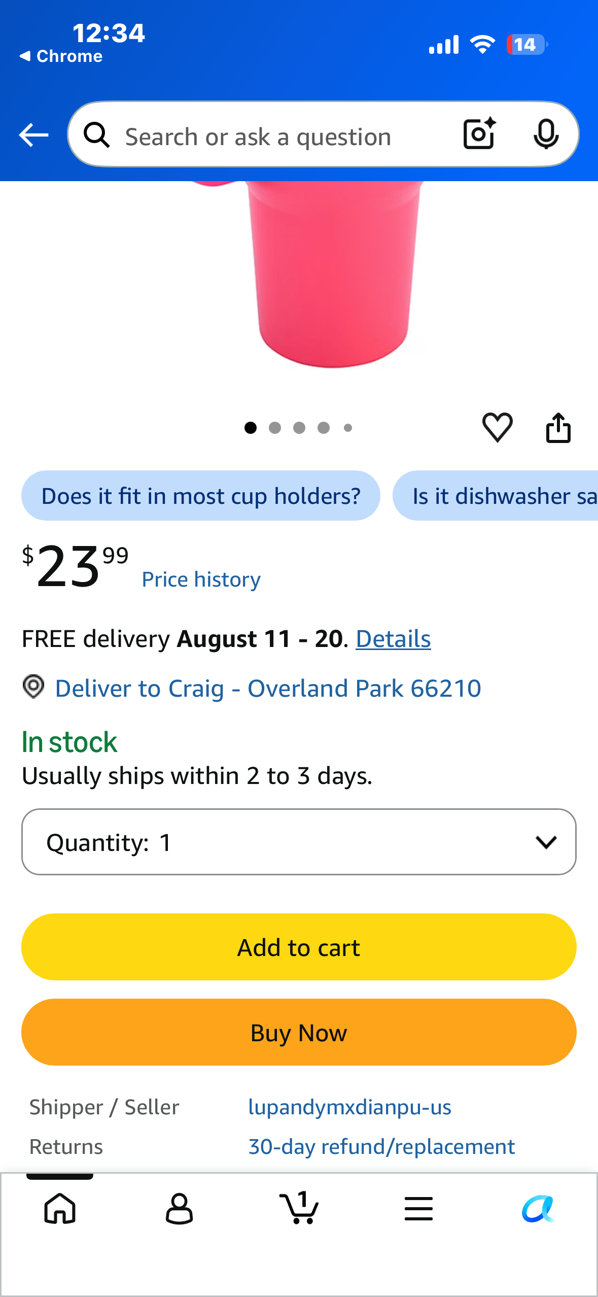 KLASY 40 oz Tumbler with Handle and Straw, Stainless Steel, Double Wall Vacuum Insulated, Dust-Proof Cap Straw Cap, Cupholder friendly, Large Travel Mug for Water, Iced Tea or Coffee, Smoothie and More