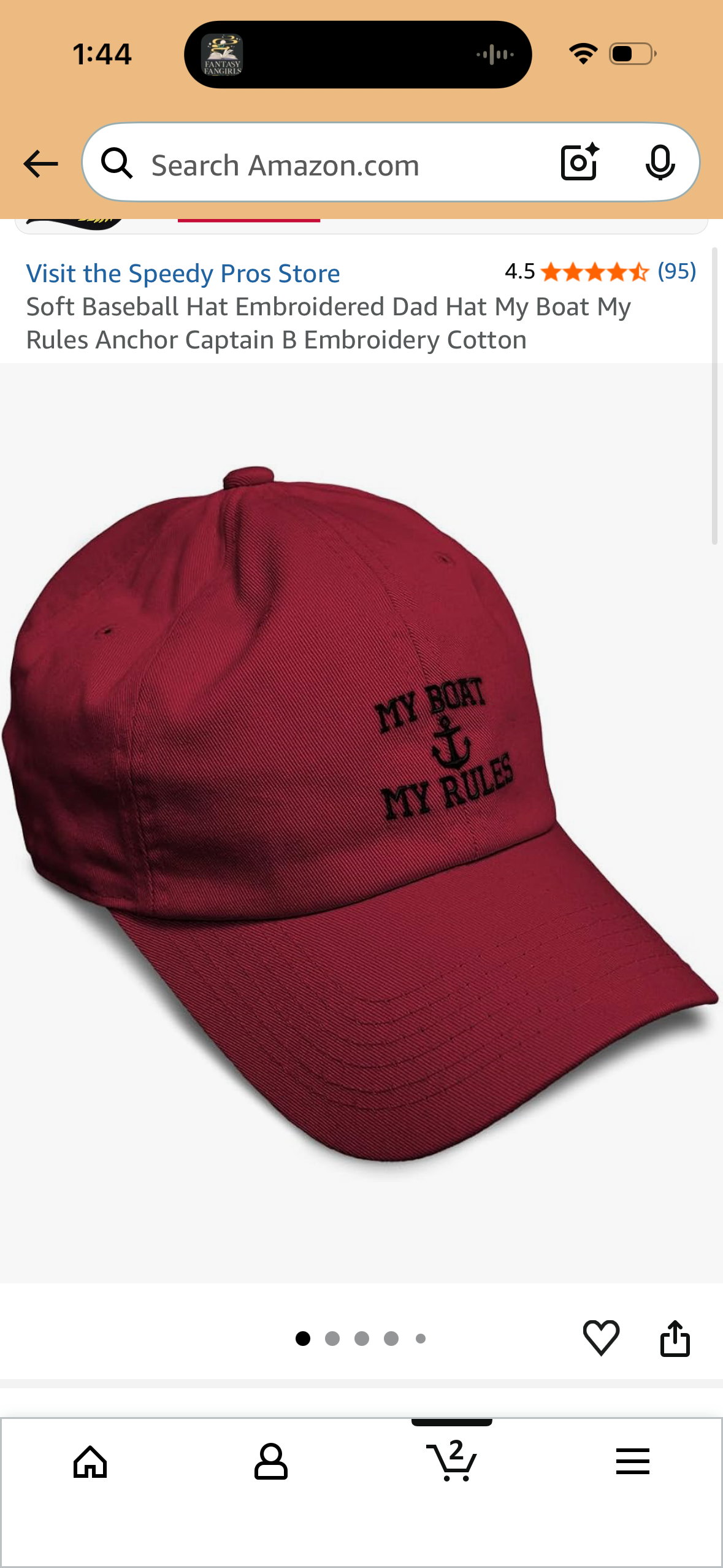 Soft Baseball Hat Embroidered Dad Hat My Boat My Rules Anchor Captain B Embroidery Cotton, Red