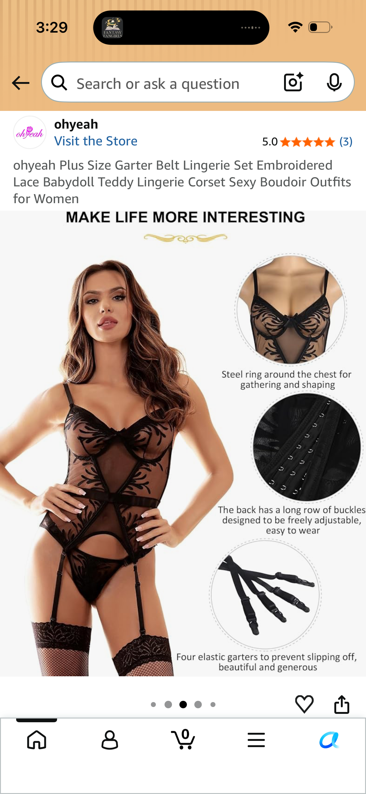 ohyeah Plus Size Garter Belt Lingerie Set Embroidered Lace Babydoll Teddy Lingerie Corset Sexy Boudoir Outfits for Women (Size Medium/Large)