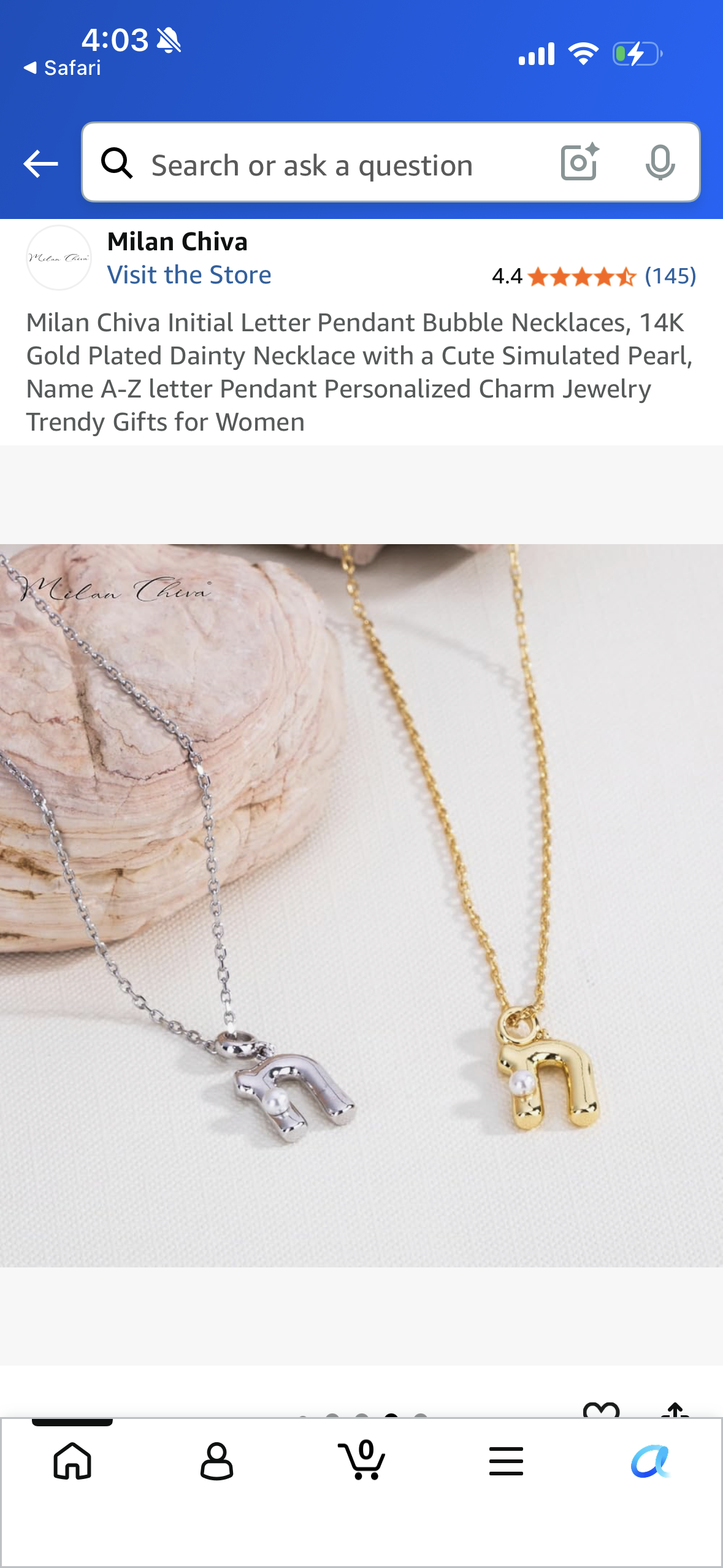 Milan Chiva Initial Letter Pendant Bubble Necklaces, 14K Gold Plated Dainty Necklace with a Cute Simulated Pearl, Name N letter Pendant Personalized Charm Jewelry Trendy Gifts for Women, Silver