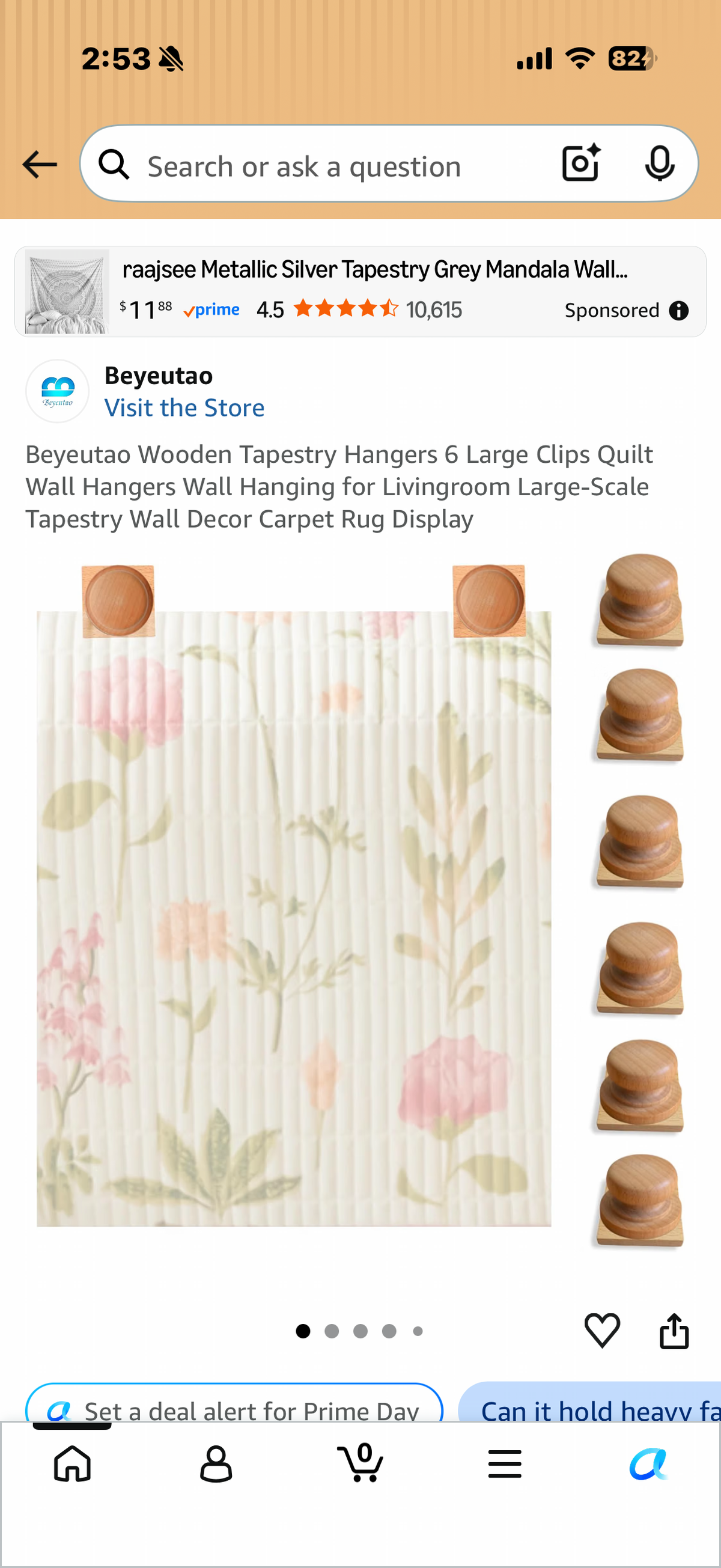 Beyeutao Wooden Tapestry Hangers 6 Large Clips Quilt Wall Hangers Wall Hanging for Livingroom Large-Scale Tapestry Wall Decor Carpet Rug Display