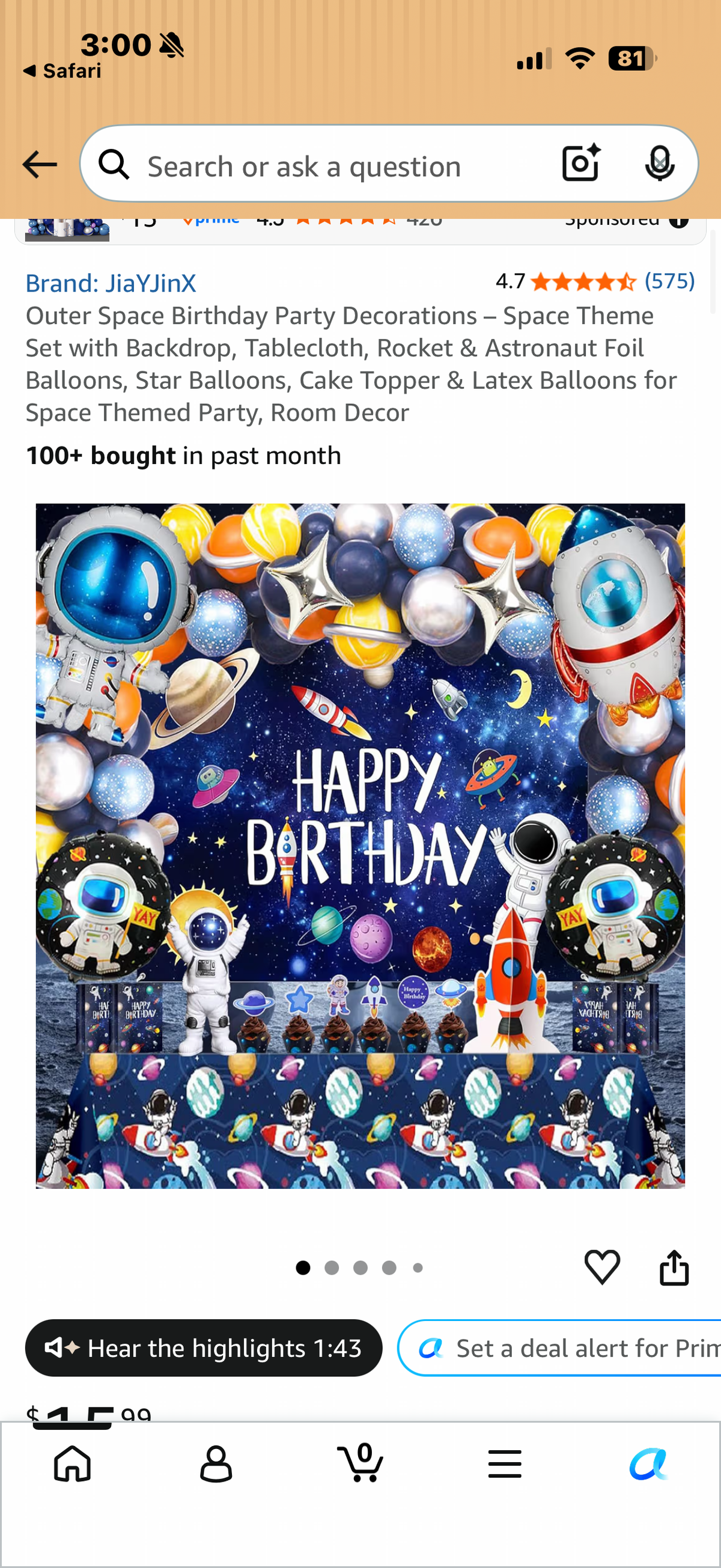 Outer Space Birthday Party Decorations – Space Theme Set with Backdrop, Tablecloth, Rocket & Astronaut Foil Balloons, Star Balloons, Cake Topper & Latex Balloons for Space Themed Party, Room Decor