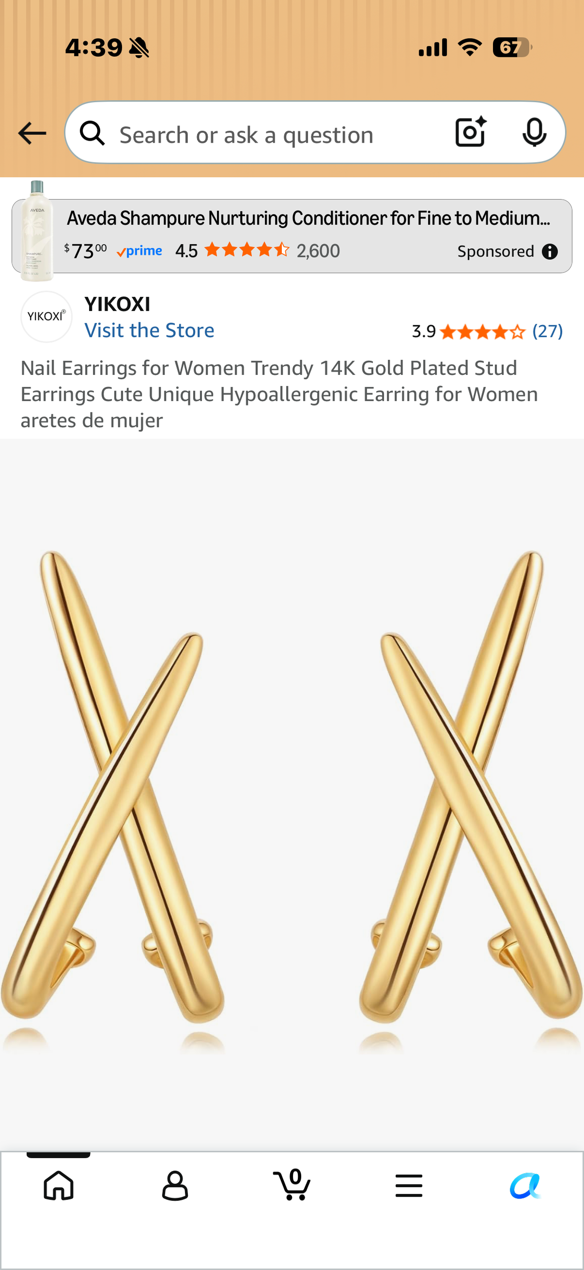 Nail Earrings for Women Trendy 14K Gold Plated Stud Earrings Cute Unique Hypoallergenic Earring for Women aretes de mujer