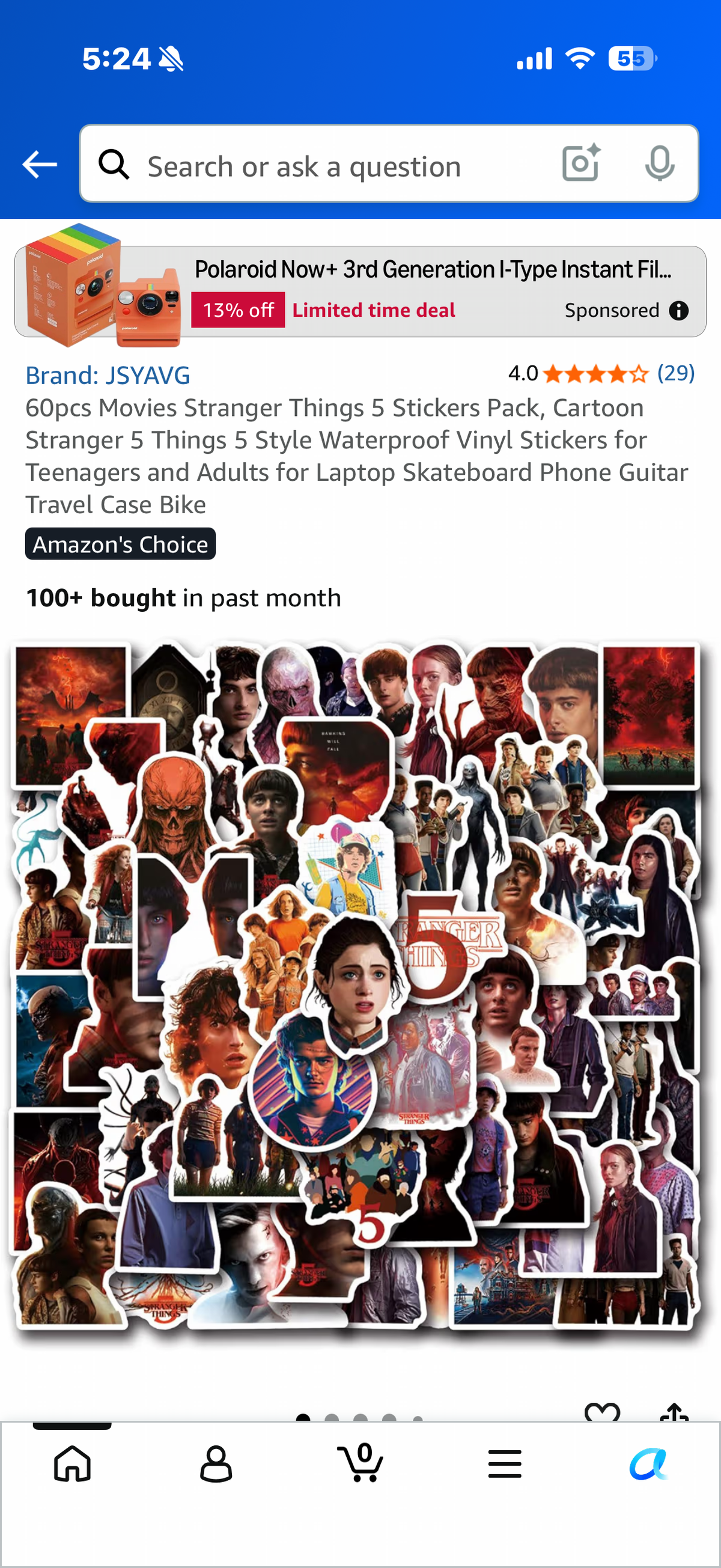 60pcs Movies Stranger Things 5 Stickers Pack, Cartoon Stranger 5 Things 5 Style Waterproof Vinyl Stickers for Teenagers and Adults for Laptop Skateboard Phone Guitar Travel Case Bike
