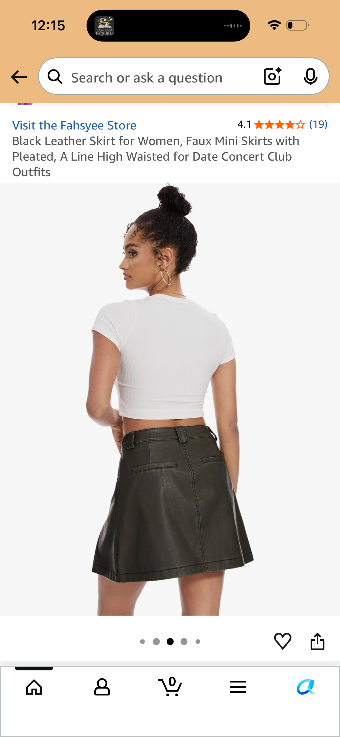Black Leather Skirt for Women, Faux Mini Skirts with Pleated, A Line High Waisted for Date Concert Club Outfits (Size Medium)