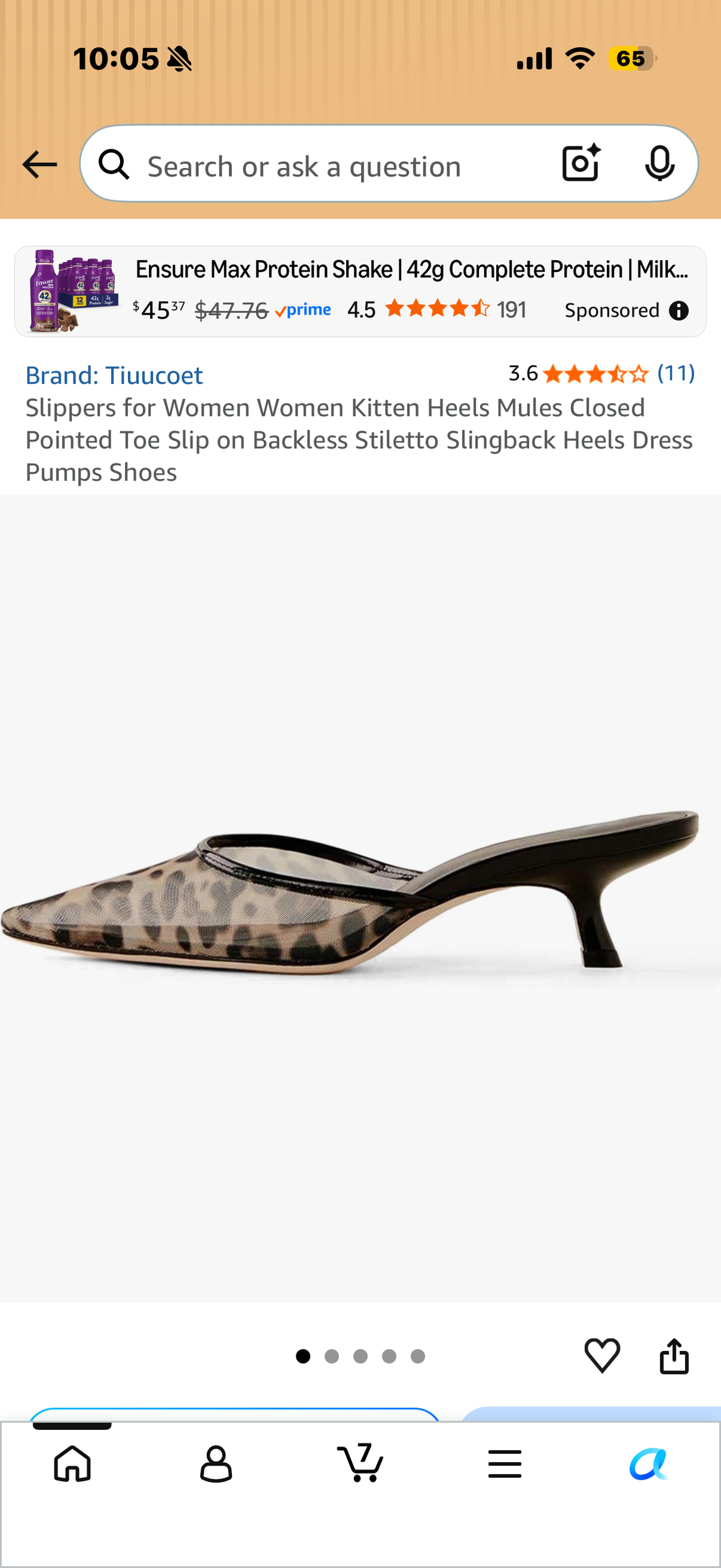 Slippers for Women Women Kitten Heels Mules Closed Pointed Toe Slip on Backless Stiletto Slingback Heels Dress Pumps Shoes (Size 7)