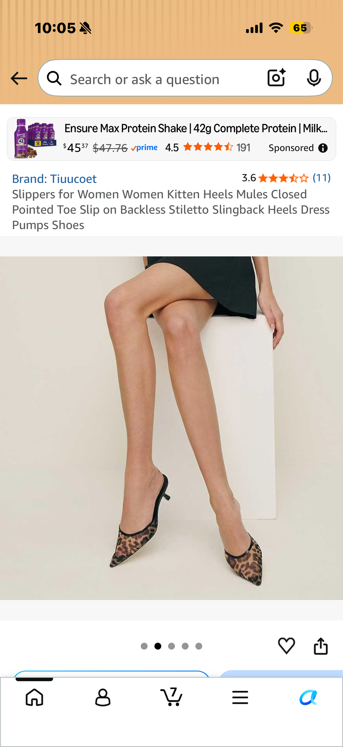 Slippers for Women Women Kitten Heels Mules Closed Pointed Toe Slip on Backless Stiletto Slingback Heels Dress Pumps Shoes (Size 7)