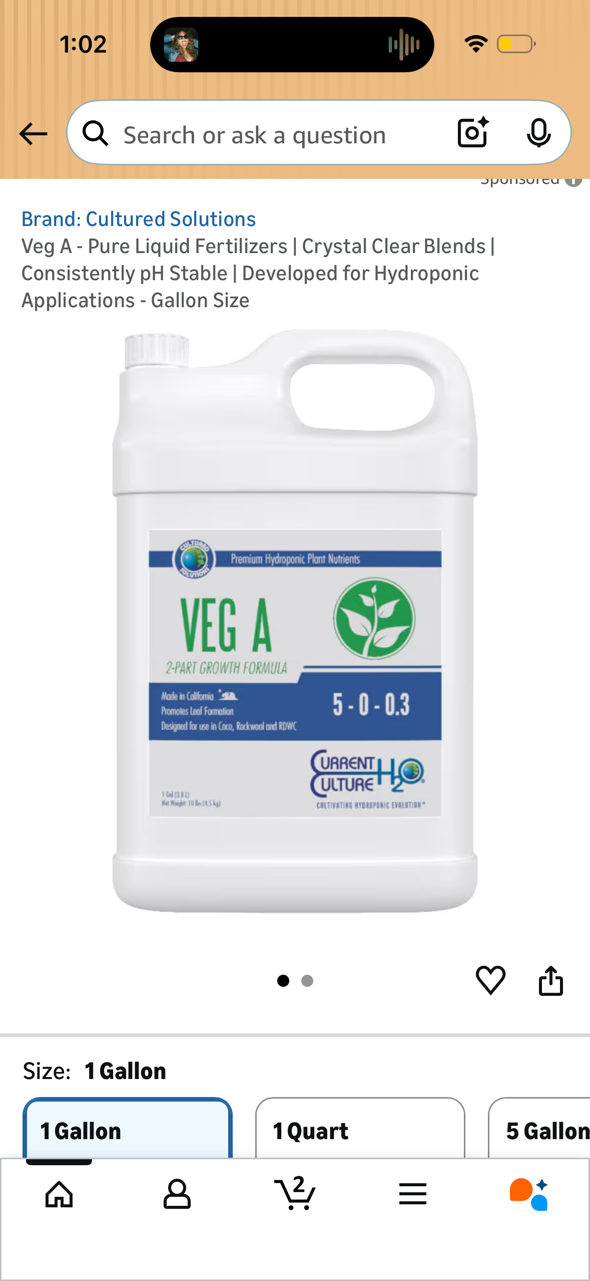 Cultured Solutions Veg A Gallon (4/Cs) Pure Liquid Fertilizer