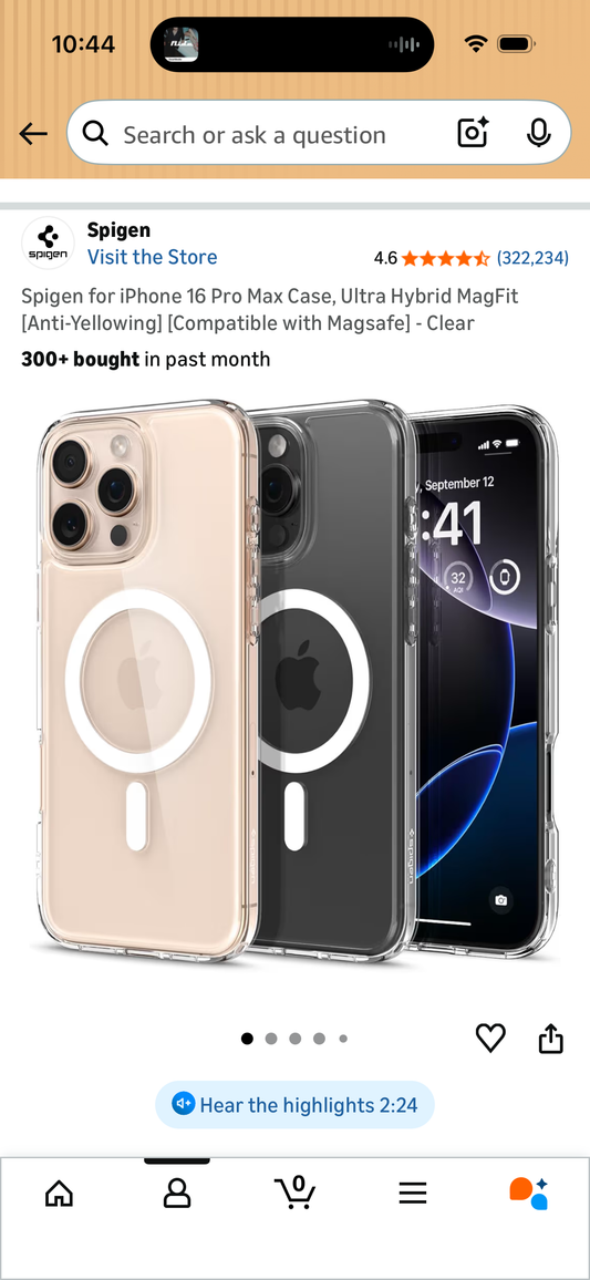 Spigen for iPhone 16 Pro Max Case, Ultra Hybrid MagFit [Anti-Yellowing] [Compatible with Magsafe] - Clear