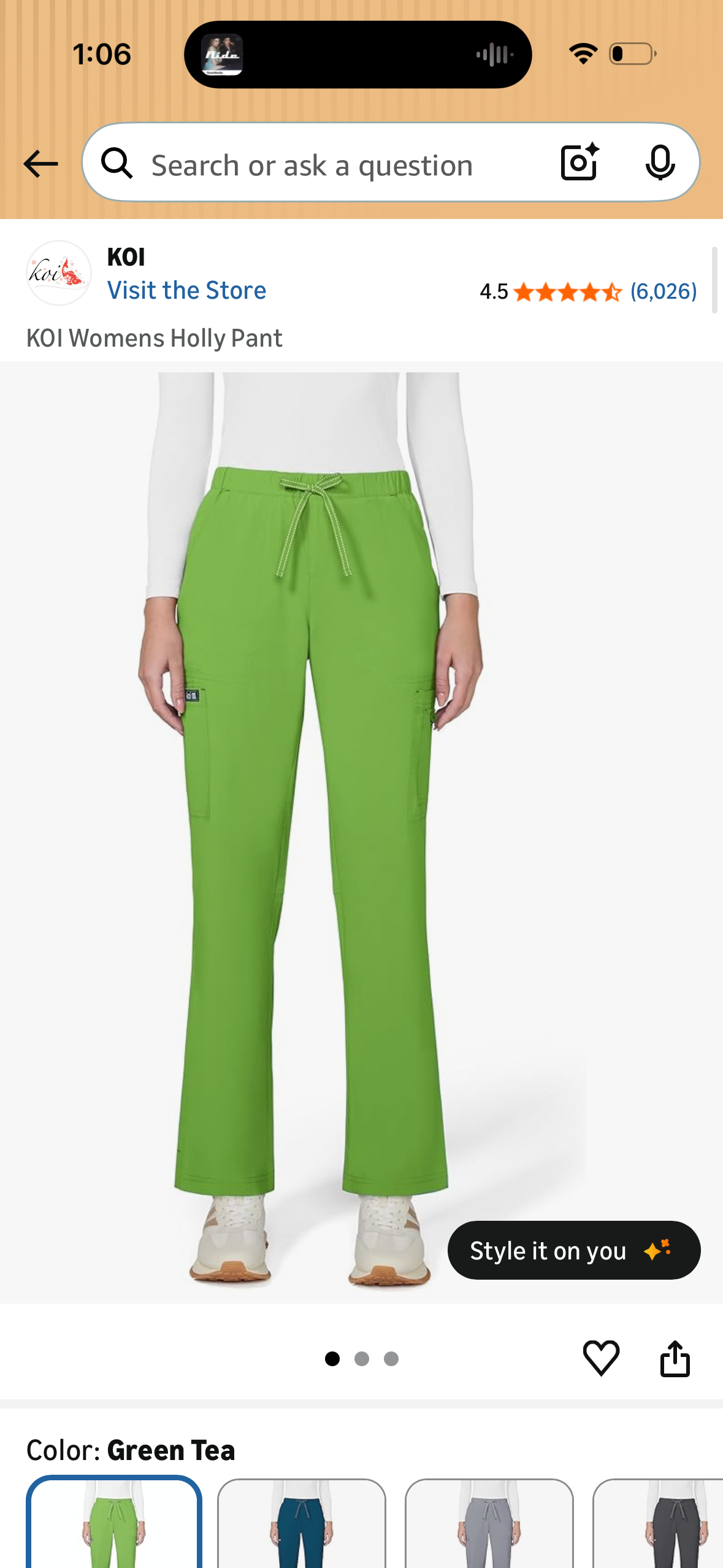KOI Womens Holly Pant (Size Large Petite)
