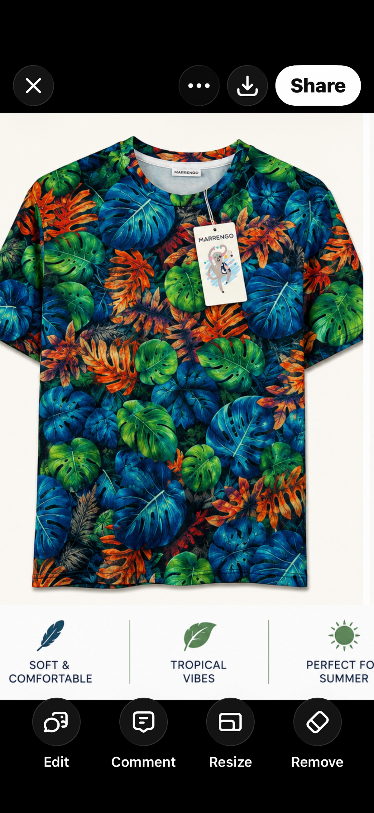 Marrengo Monstera Print Top (Size Small)