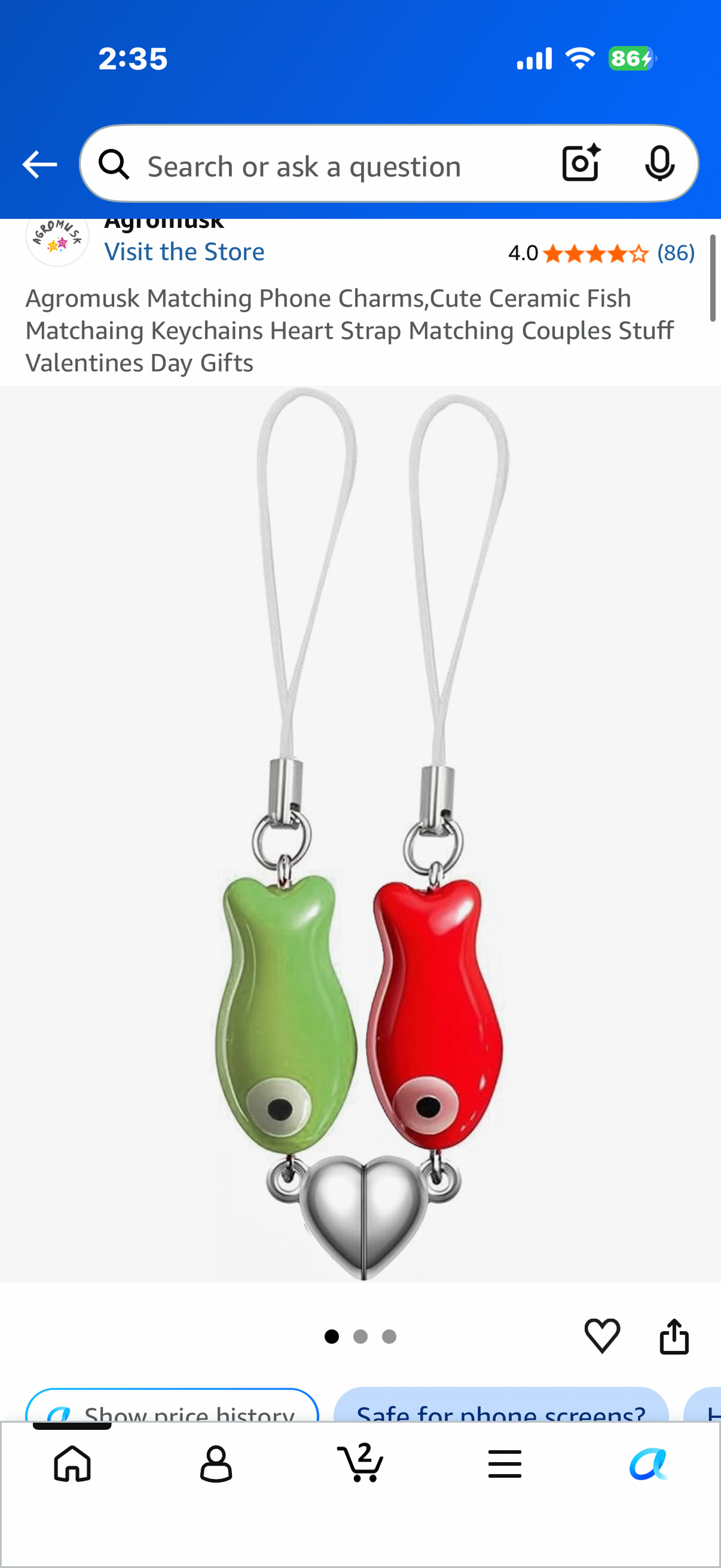 Agromusk Matching Phone Charms,Cute Ceramic Fish Matchaing Keychains