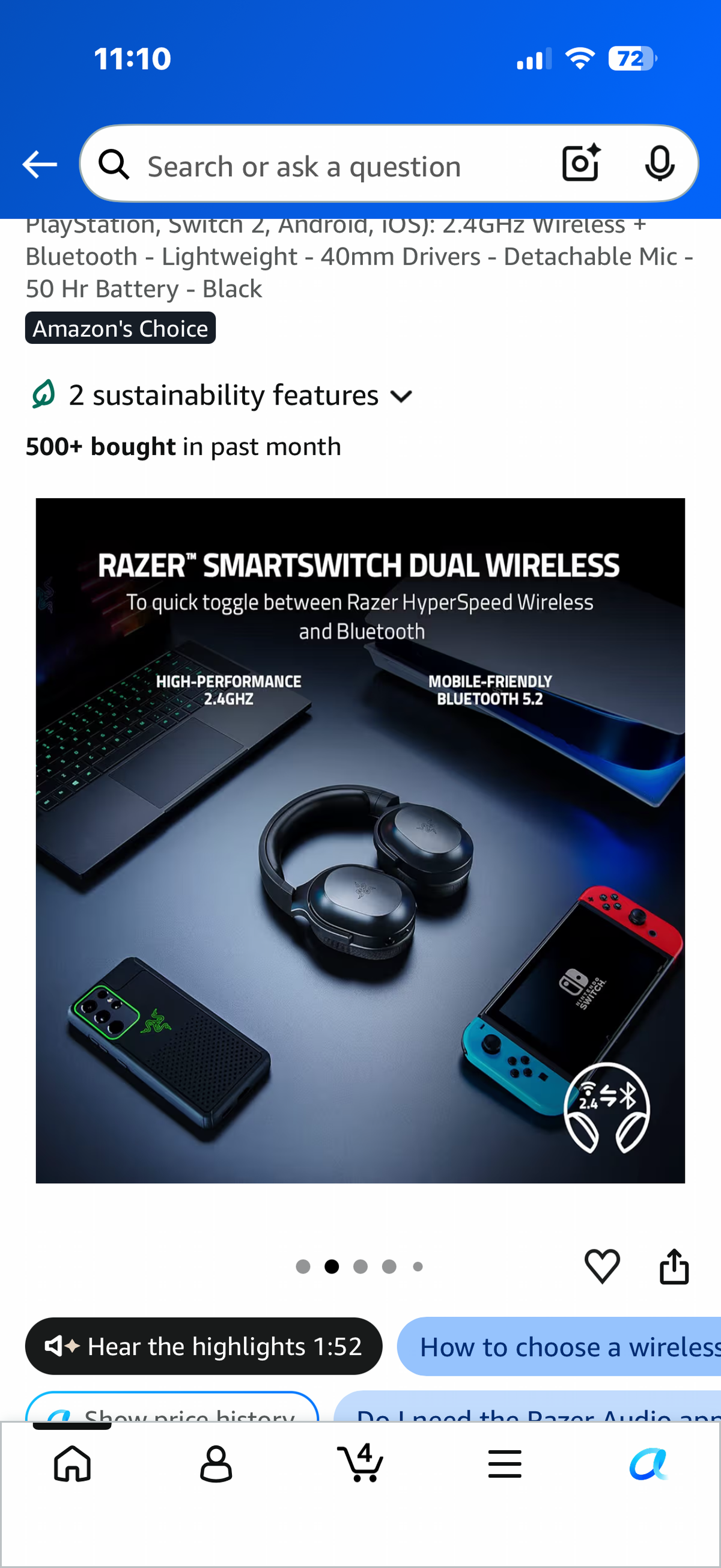 Razer Barracuda X Wireless Gaming & Mobile Headset