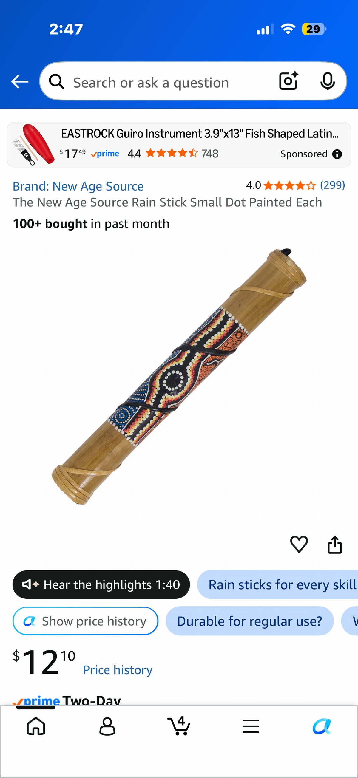 The New Age Source Rain Stick Small Dot Painted Each