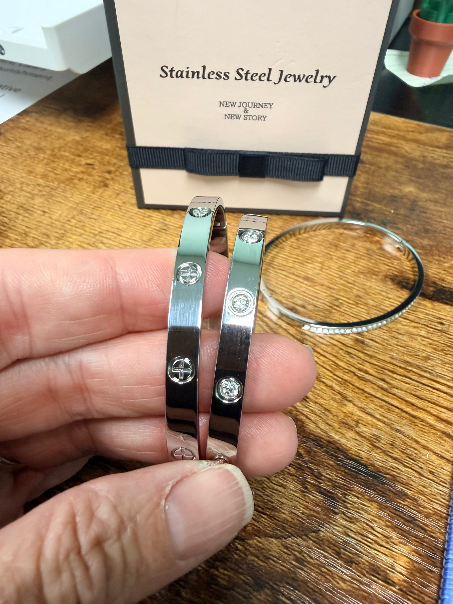 Set of Four Stainless Steel Bangle Bracelets
