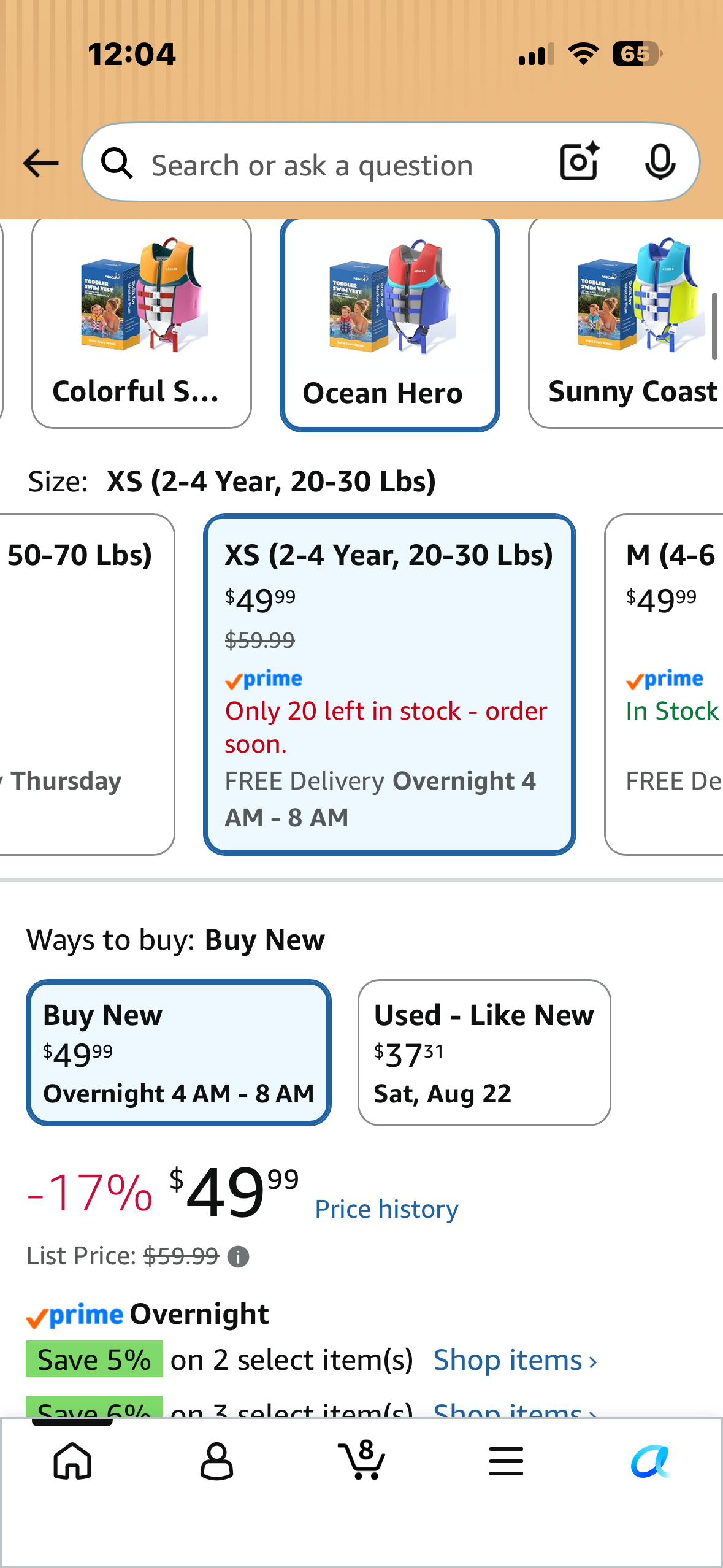Toddler Swim Vest for 20-30 Pounds, Kids Pool Floaties Vest 2-4 Year Old