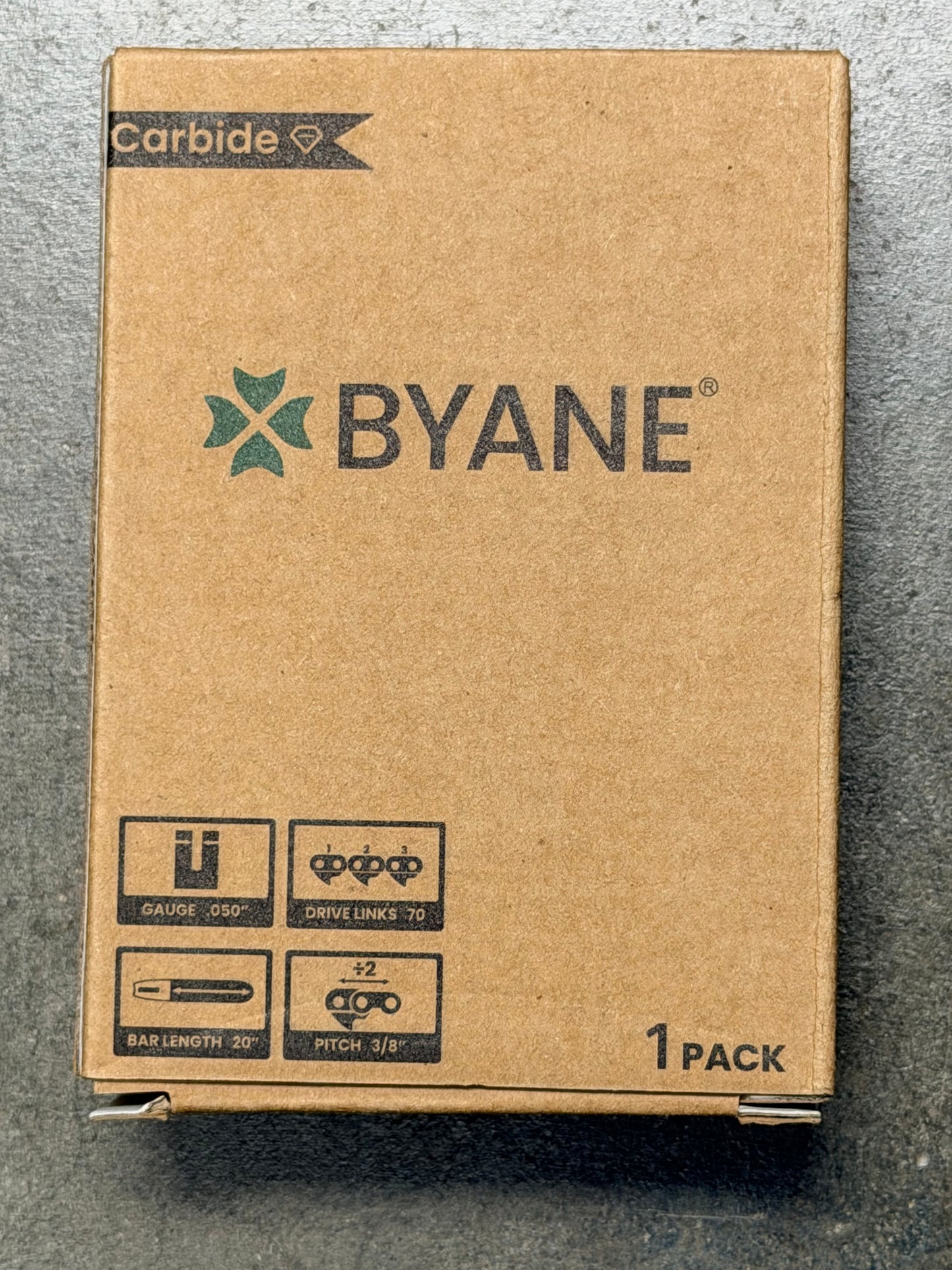 BYANE 20-Inch Carbide Chainsaw Chain 3/8" Pitch .050" Gauge 70 Drive Links