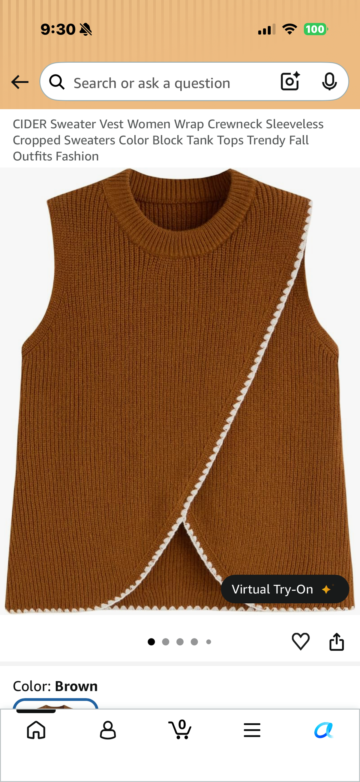 CIDER Sweater Vest Women Wrap Crewneck Sleeveless Cropped Sweaters Color Block Tank Tops Trendy Fall Outfits Fashion (Size Medium)