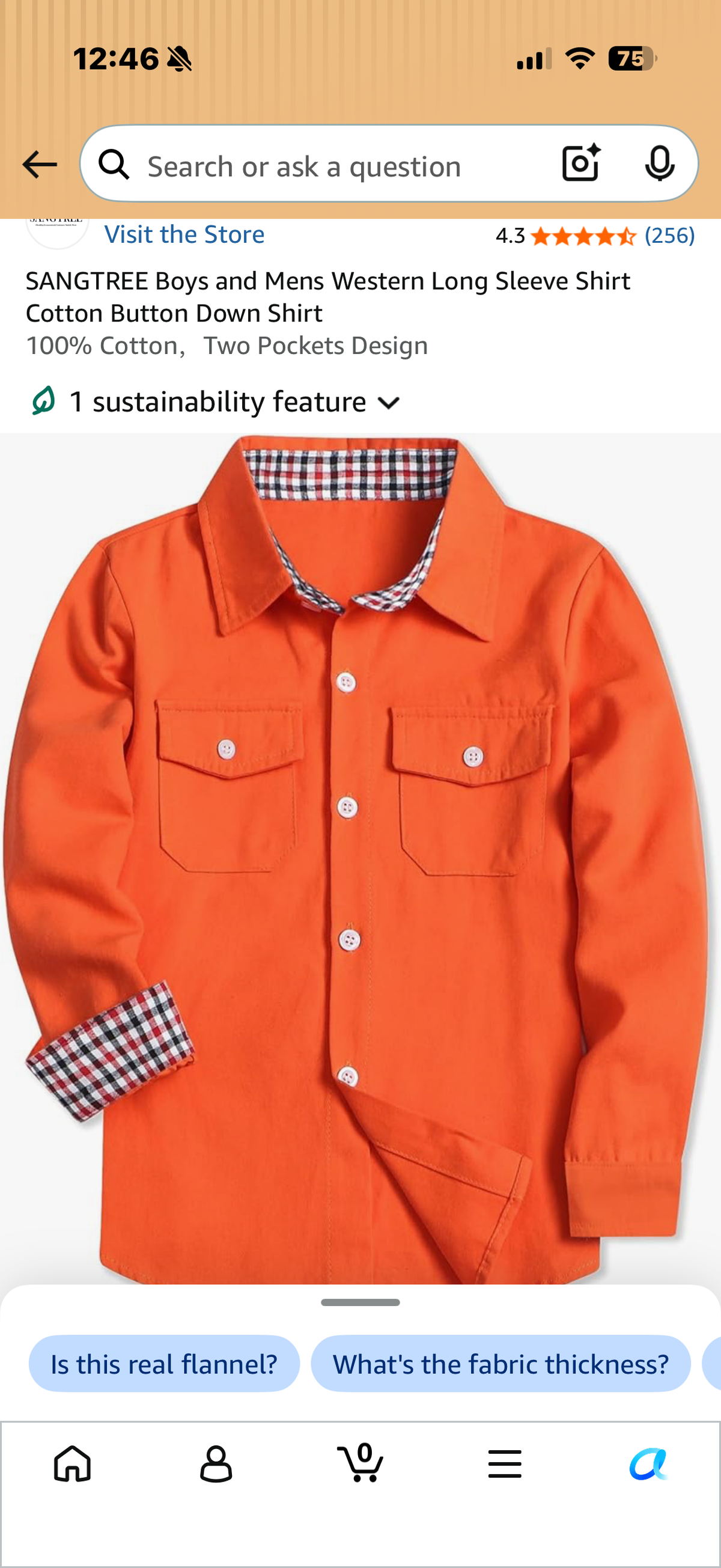 SANGTREE Boys and Mens Western Long Sleeve Shirt Cotton Button Down Shirt (Size 11-12Y)