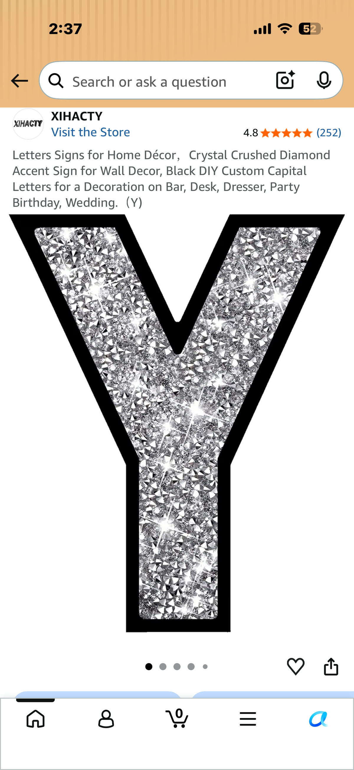 Letters Signs for Home Décor，Crystal Crushed Diamond Accent Sign for Wall Decor, Black DIY Custom Capital Letters for a Decoration on Bar, Desk, Dresser, Party Birthday, Wedding.（Y)