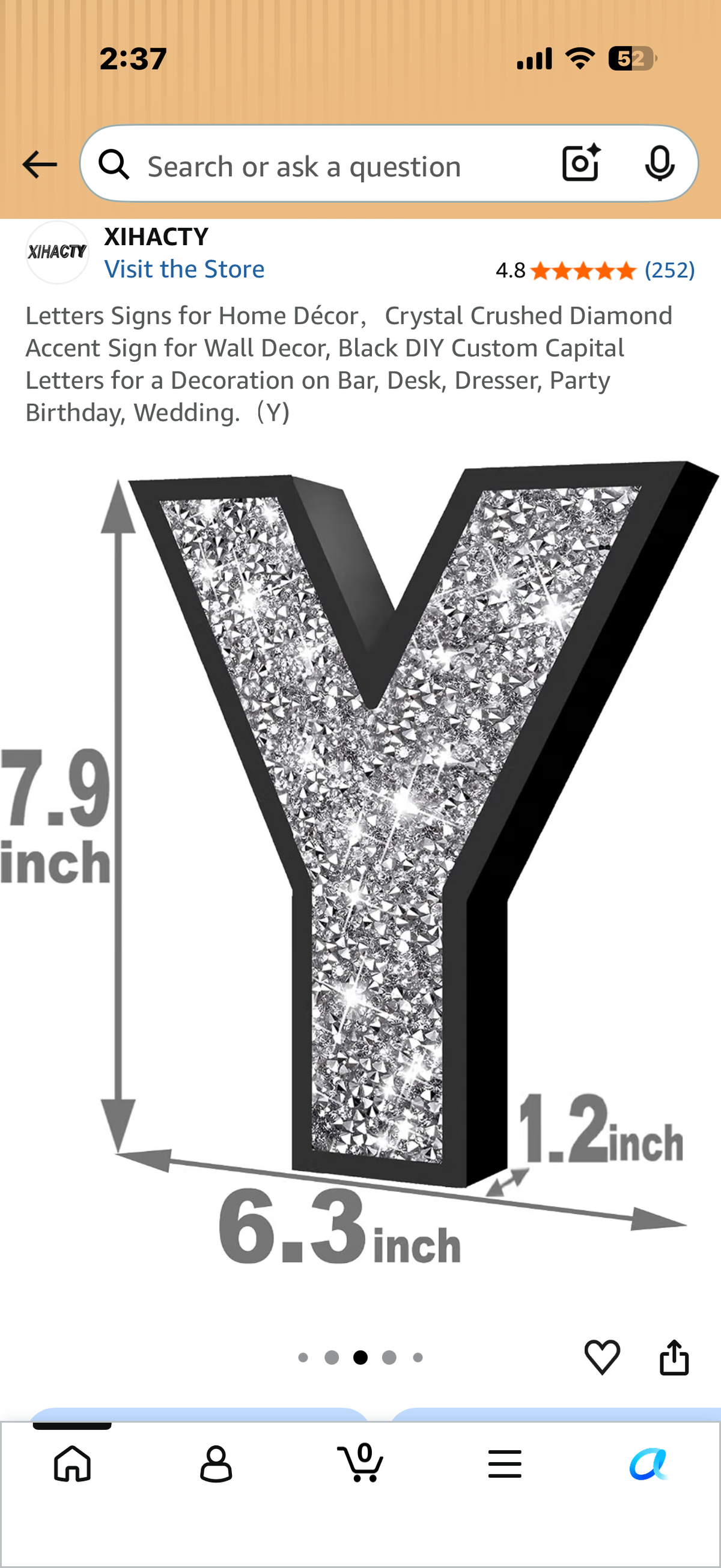 Letters Signs for Home Décor，Crystal Crushed Diamond Accent Sign for Wall Decor, Black DIY Custom Capital Letters for a Decoration on Bar, Desk, Dresser, Party Birthday, Wedding.（Y)