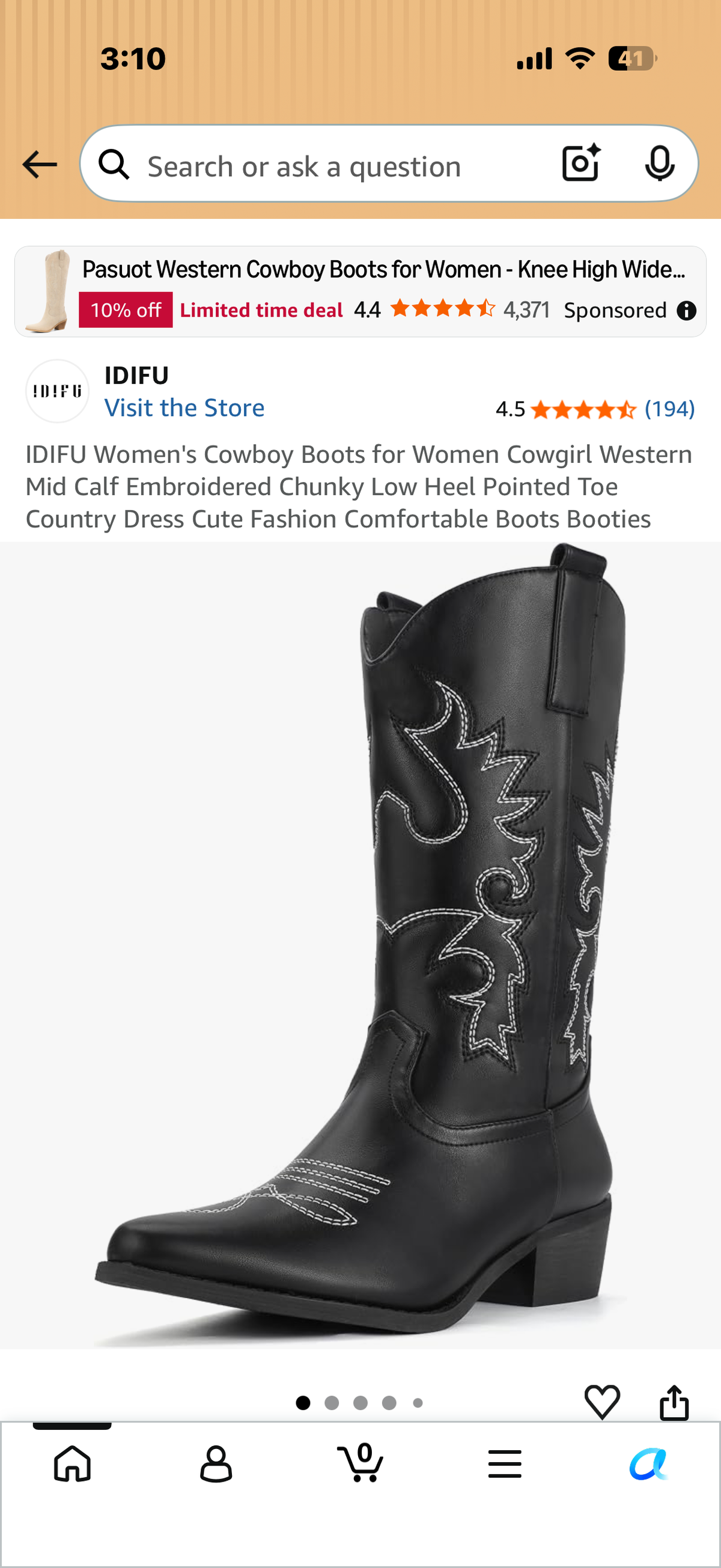 Women's Cowboy Boots for Women Cowgirl Western Mid Calf Embroidered Chunky Low Heel Pointed Toe Country Dress Cute Fashion Comfortable Boots Booties (Size 8)
