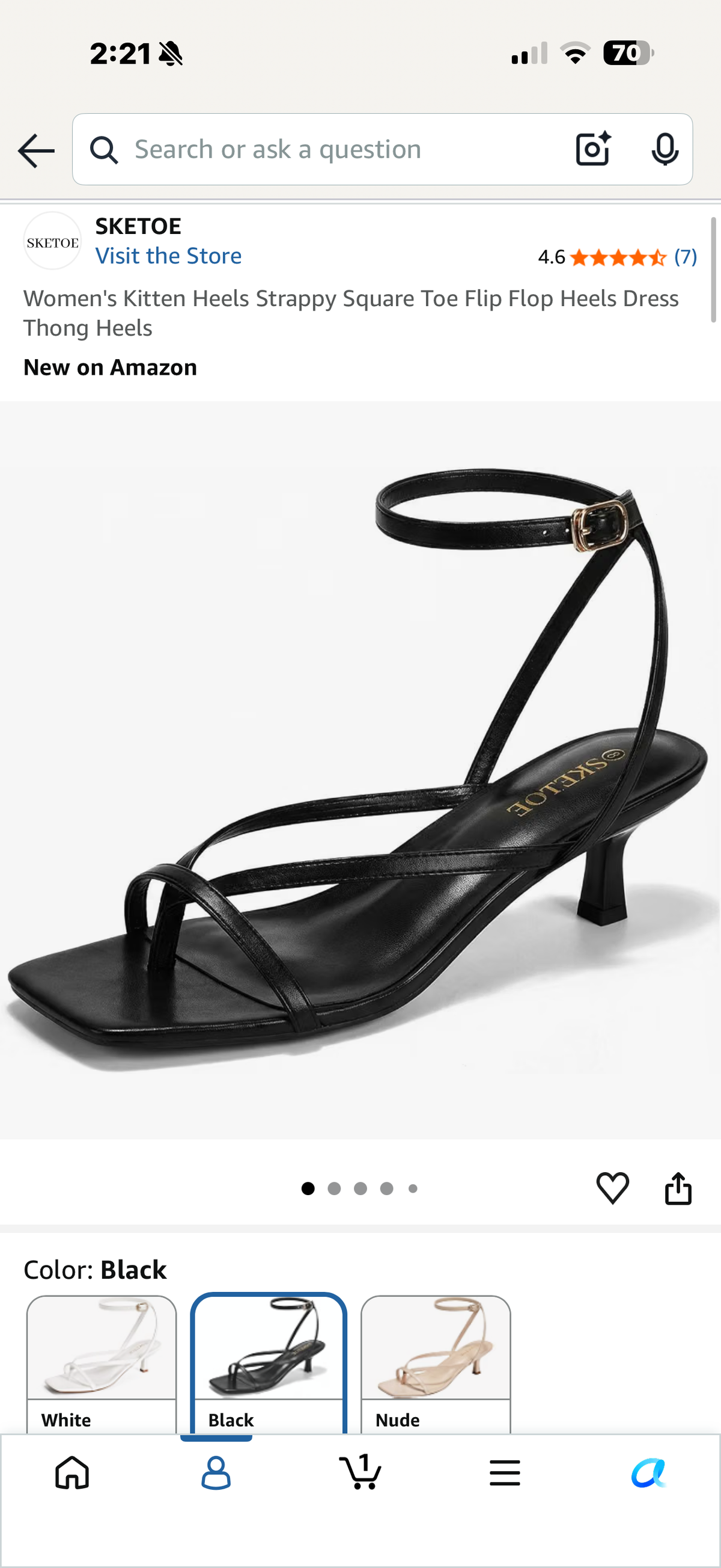 Women's Kitten Heels Strappy Square Toe Flip Flop Heels Dress Thong Heels (Size 8.5)