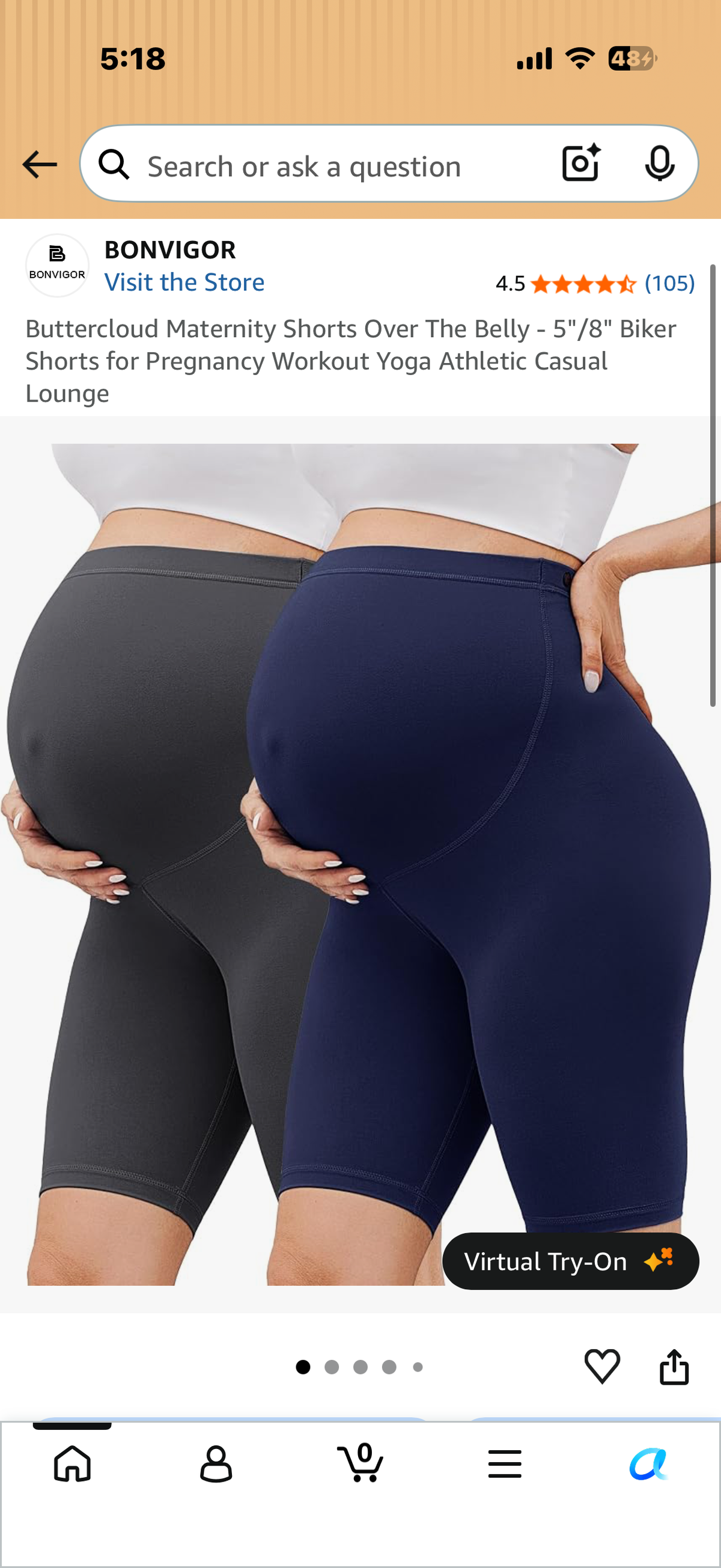 Buttercloud Maternity Shorts Over The Belly - 5"/8" Biker Shorts for Pregnancy Workout Yoga Athletic Casual Lounge (Size Small)