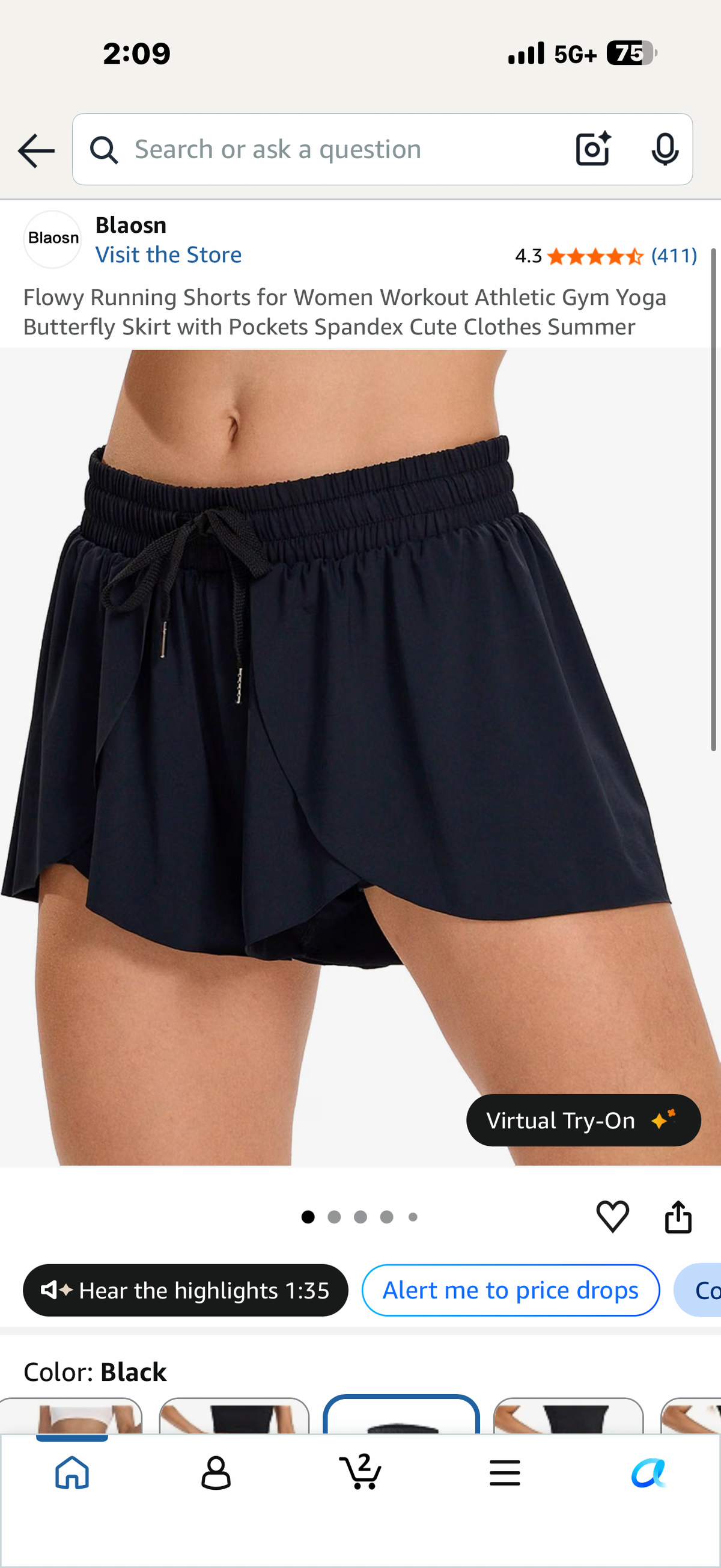 Flowy Running Shorts for Women Workout Athletic Gym Yoga Butterfly Skirt with Pockets Spandex Cute Clothes Summer (Size Medium)