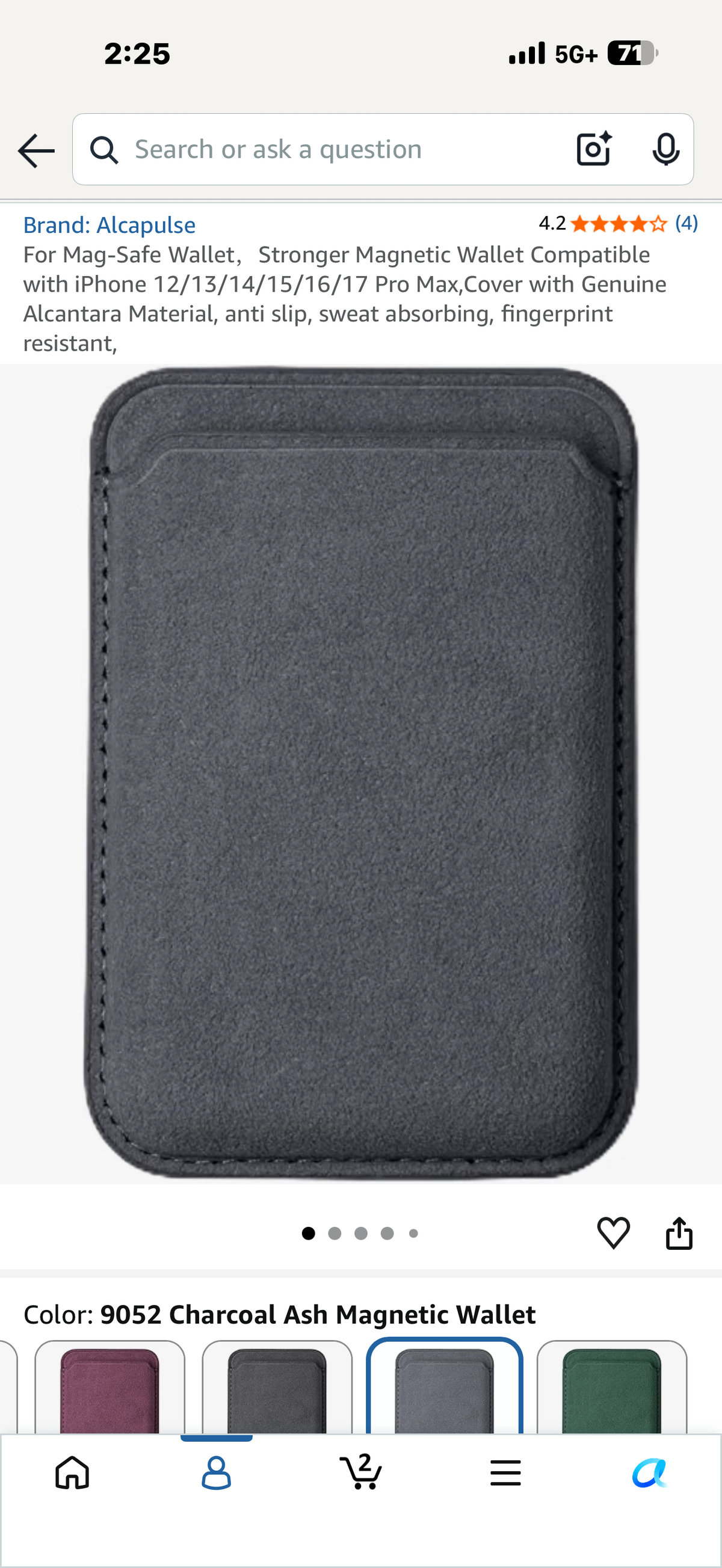 Mag-Safe Wallet，Stronger Magnetic Wallet Compatible with iPhone 12/13/14/15/16/17 Pro Max,Cover with Genuine Alcantara Material, anti slip, sweat absorbing, fingerprint resistant