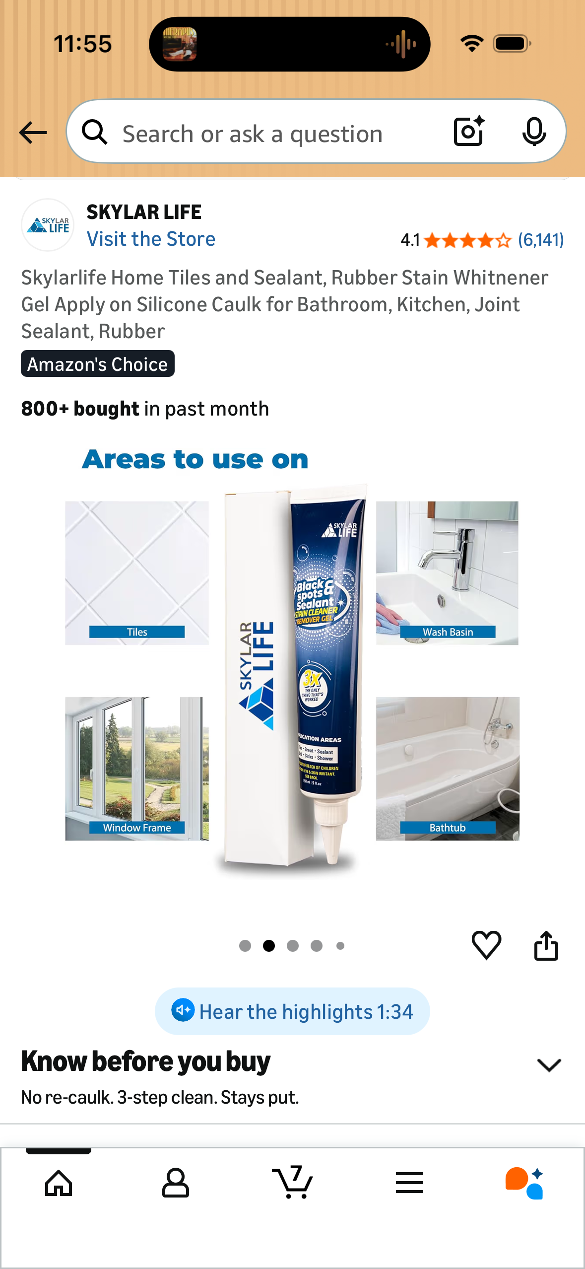 Skylarlife Home Tiles and Sealant, Rubber Stain Whitnener Gel Apply on Silicone Caulk for Bathroom, Kitchen, Joint Sealant, Rubber