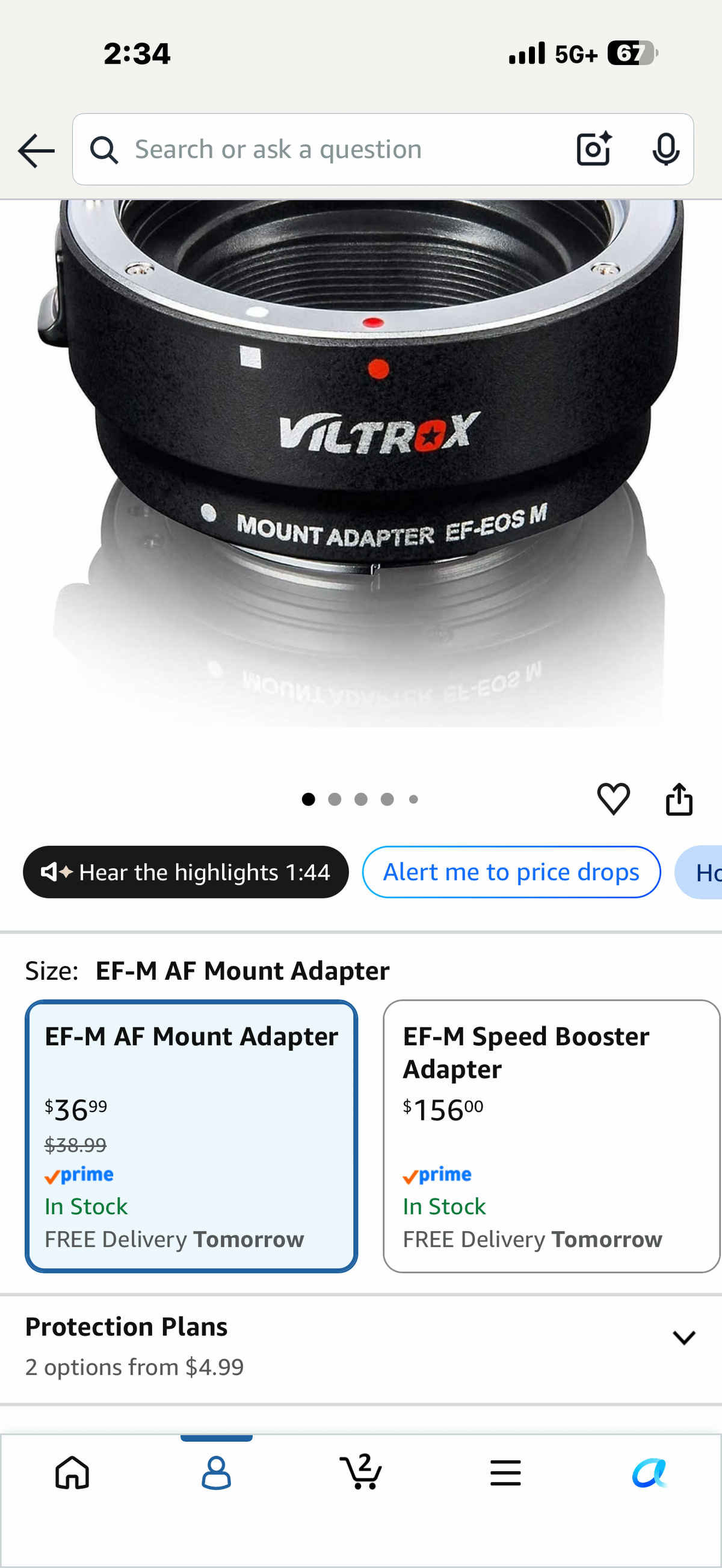 VILTROX EF-EOS M AF Lens Mount Adapter, EF EF-S Lens to Canon M Mount Camera