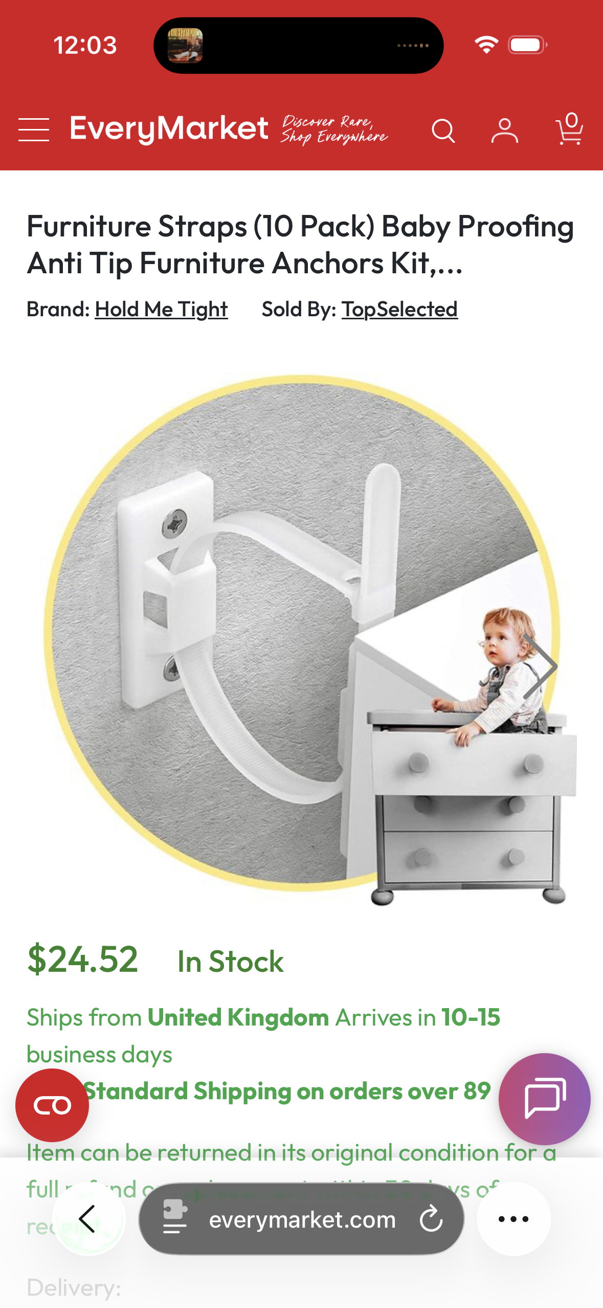 Furniture Straps (10 Pack) Baby Proofing Anti Tip Furniture Anchors Kit, Cabinet Wall Anchors Protect Toddler and Pet from Falling Furniture, Adjustable Child Safety Straps Earthquake Resistant