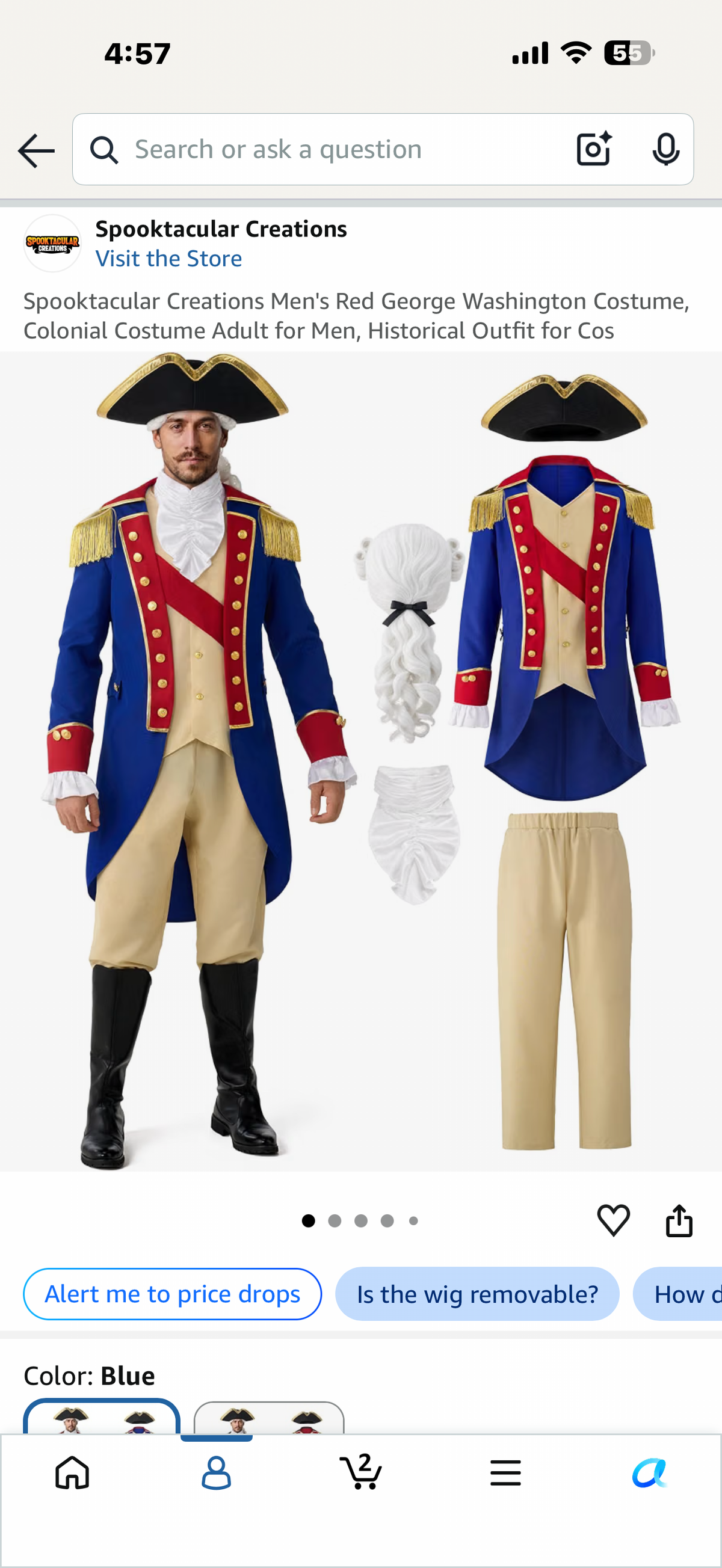 Spooktacular Creations Men's Red George Washington Costume, Colonial Costume Adult for Men, Historical Outfit for Cos (Size Large)