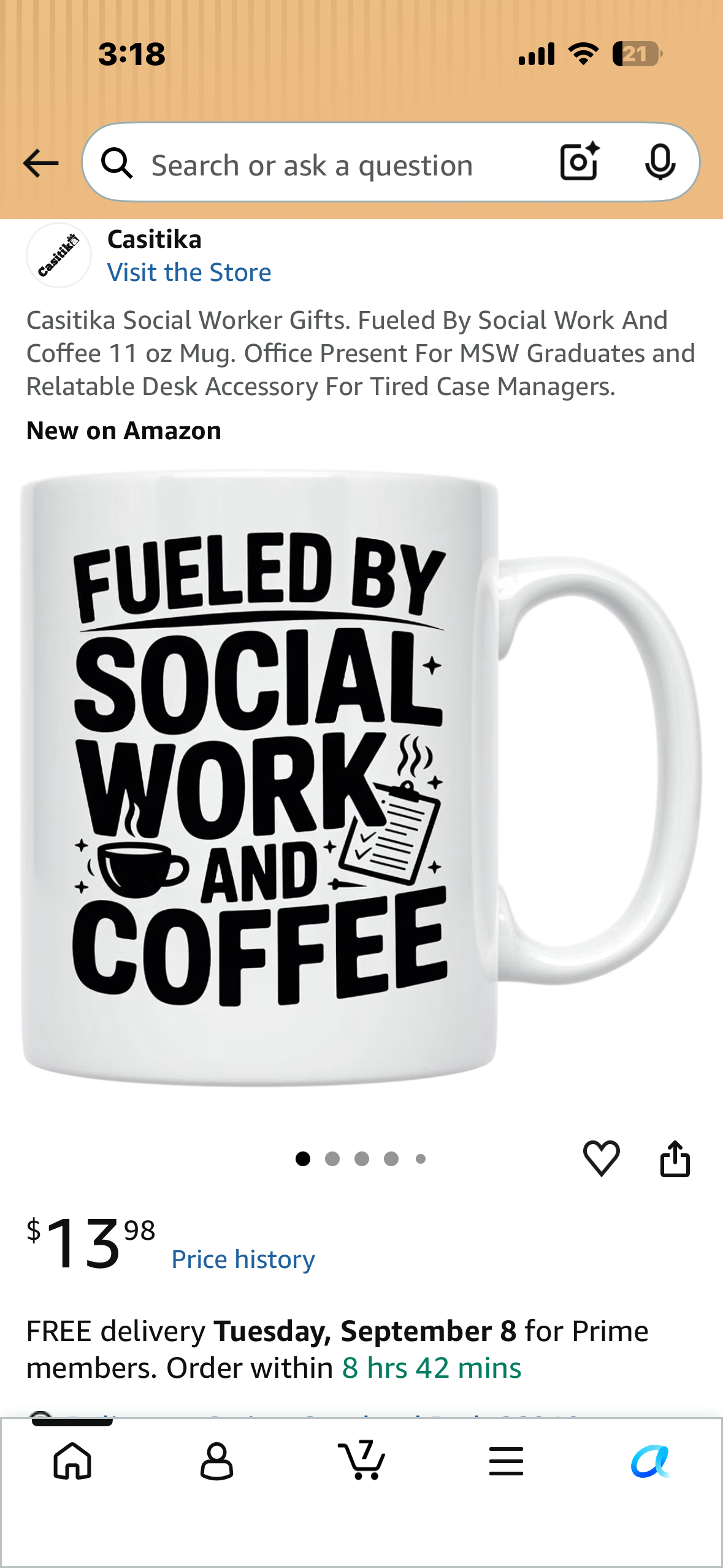Casitika Social Worker Gifts. Fueled By Social Work And Coffee 11 oz Mug. Office Present For MSW Graduates and Relatable Desk Accessory For Tired Case Managers.