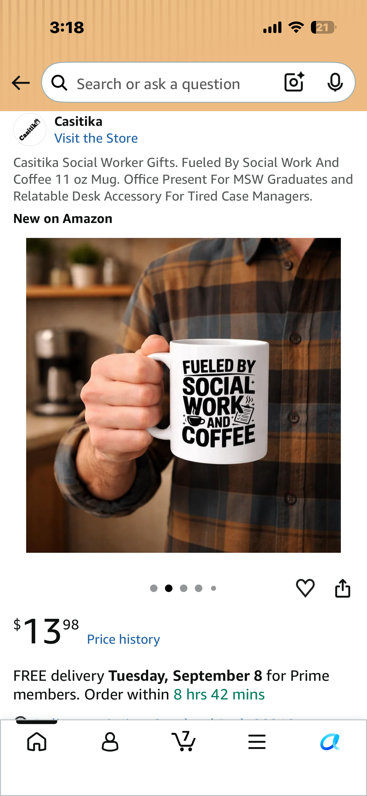 Casitika Social Worker Gifts. Fueled By Social Work And Coffee 11 oz Mug. Office Present For MSW Graduates and Relatable Desk Accessory For Tired Case Managers.