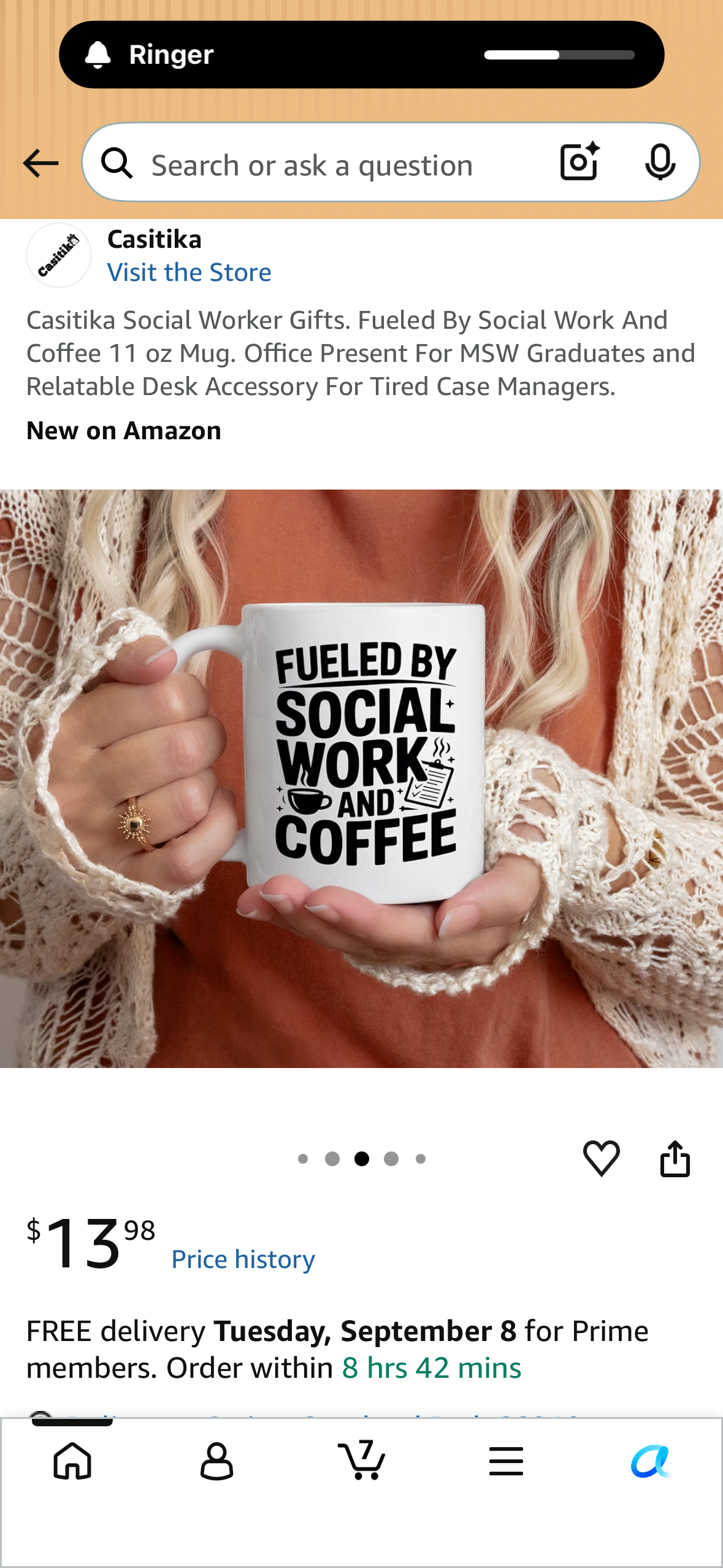 Casitika Social Worker Gifts. Fueled By Social Work And Coffee 11 oz Mug. Office Present For MSW Graduates and Relatable Desk Accessory For Tired Case Managers.