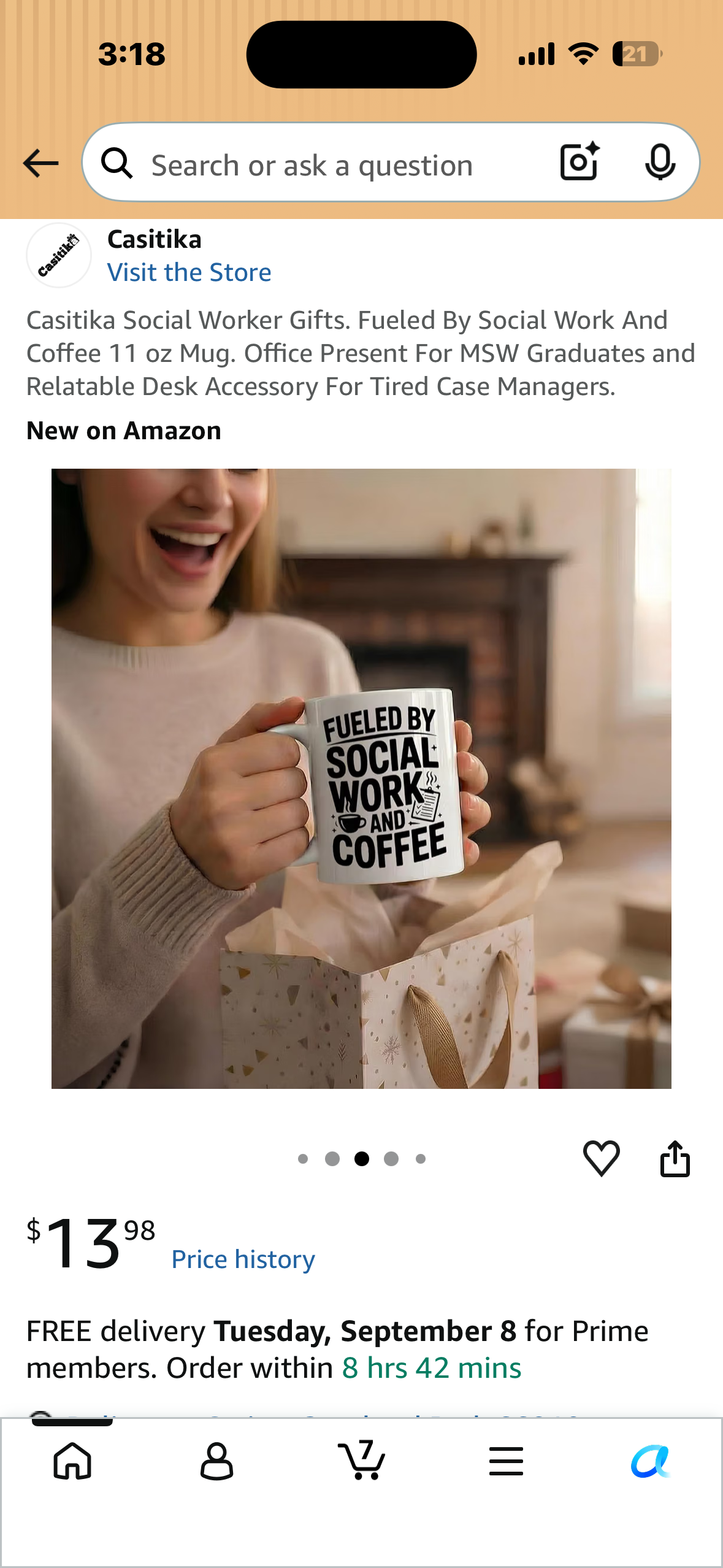 Casitika Social Worker Gifts. Fueled By Social Work And Coffee 11 oz Mug. Office Present For MSW Graduates and Relatable Desk Accessory For Tired Case Managers.