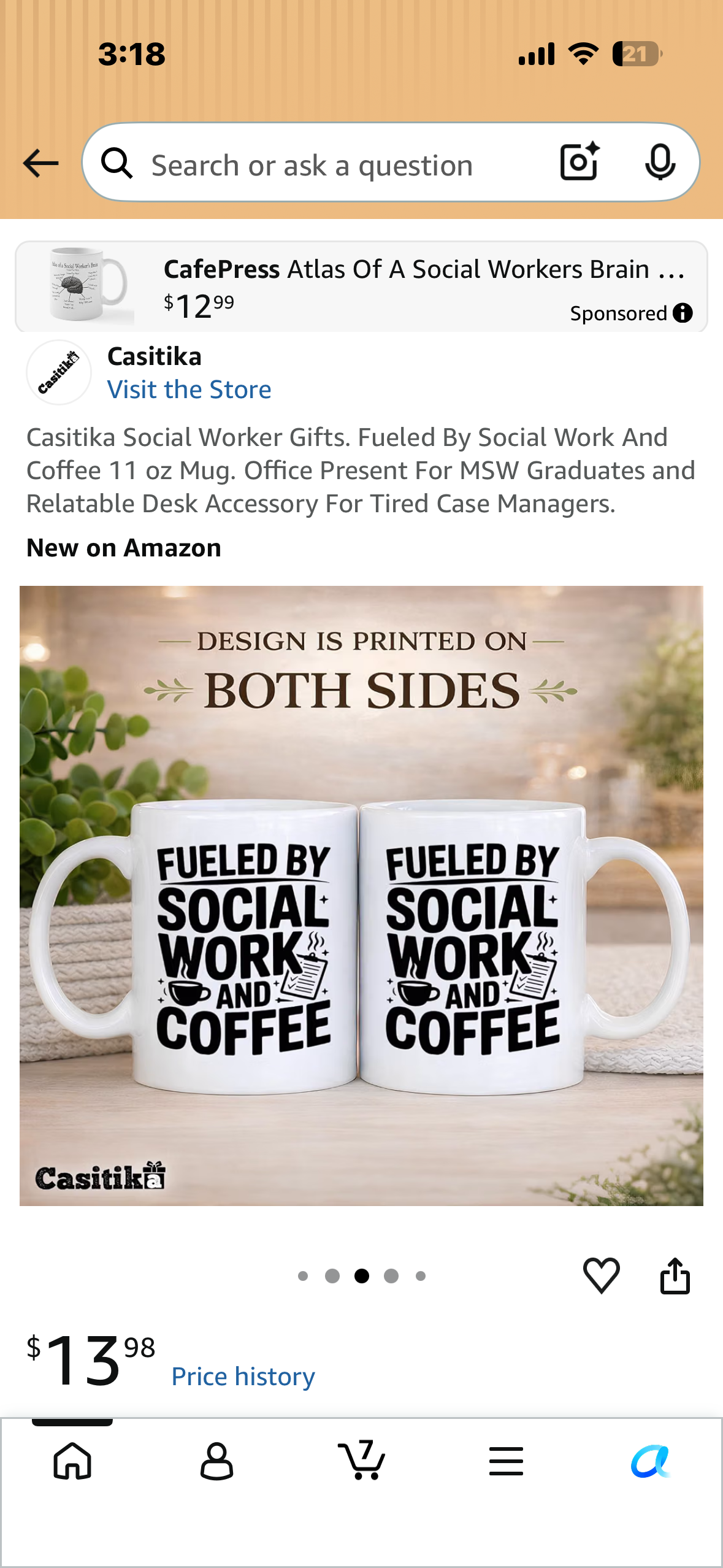 Casitika Social Worker Gifts. Fueled By Social Work And Coffee 11 oz Mug. Office Present For MSW Graduates and Relatable Desk Accessory For Tired Case Managers.