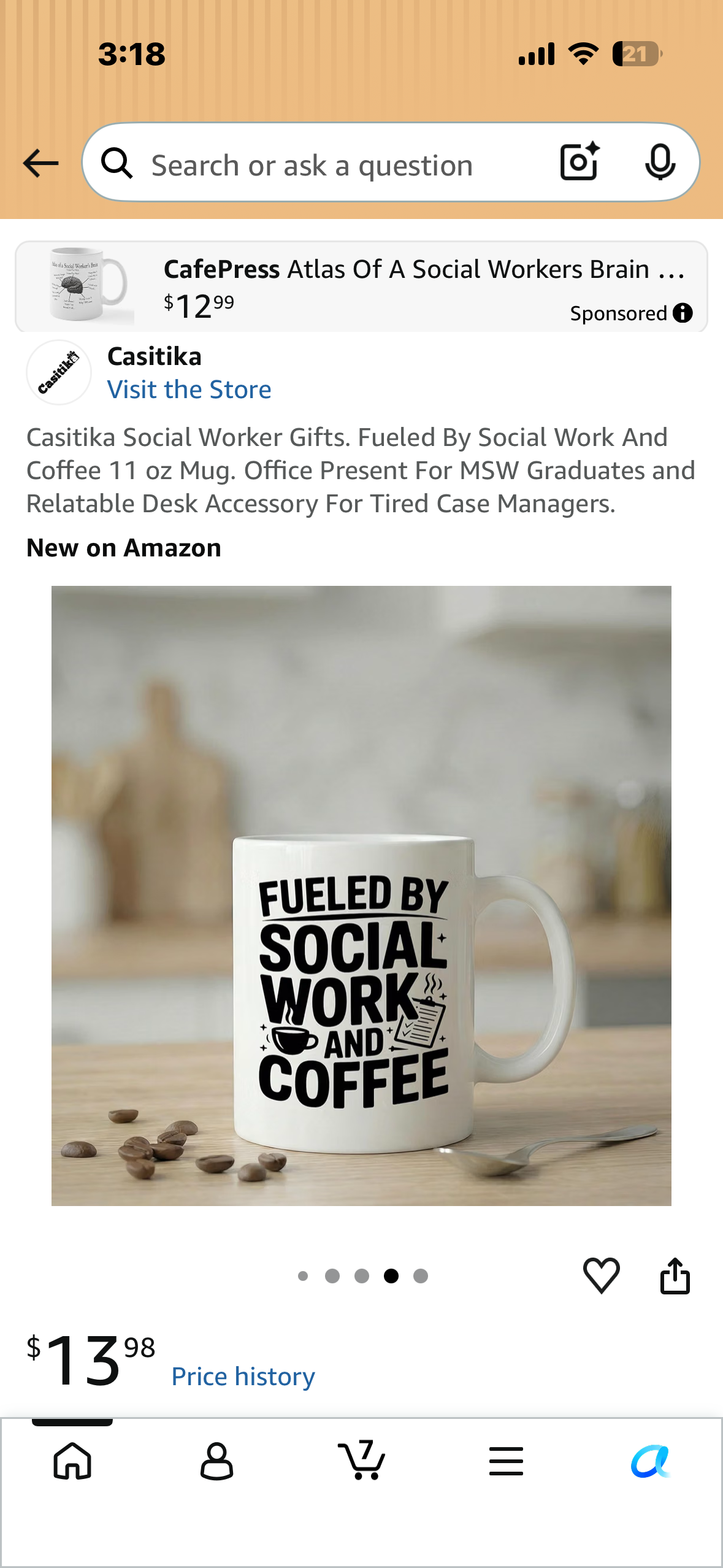 Casitika Social Worker Gifts. Fueled By Social Work And Coffee 11 oz Mug. Office Present For MSW Graduates and Relatable Desk Accessory For Tired Case Managers.