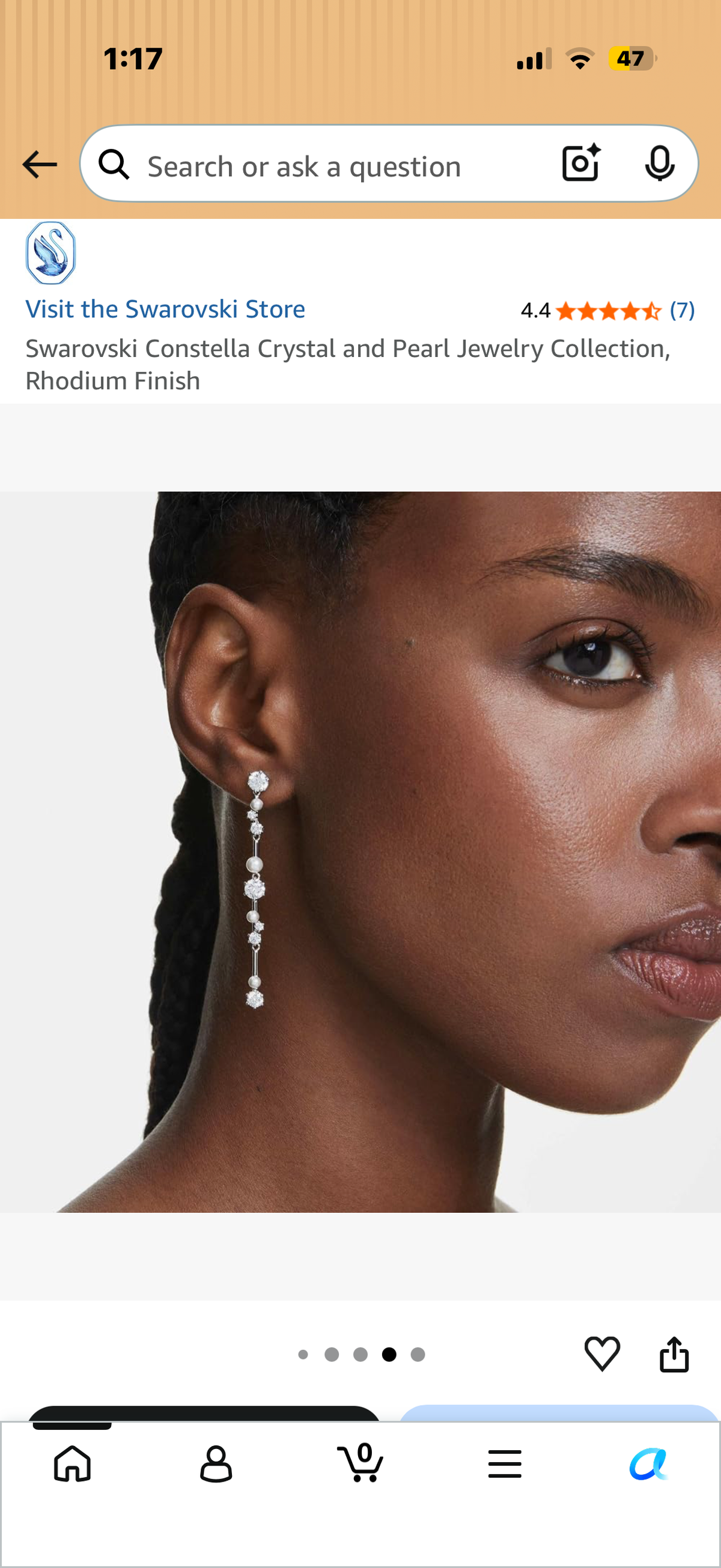 Swarovski Constella Drop Earrings Crystal Pearl Round Cuts White Rhodium Plated - 5705614