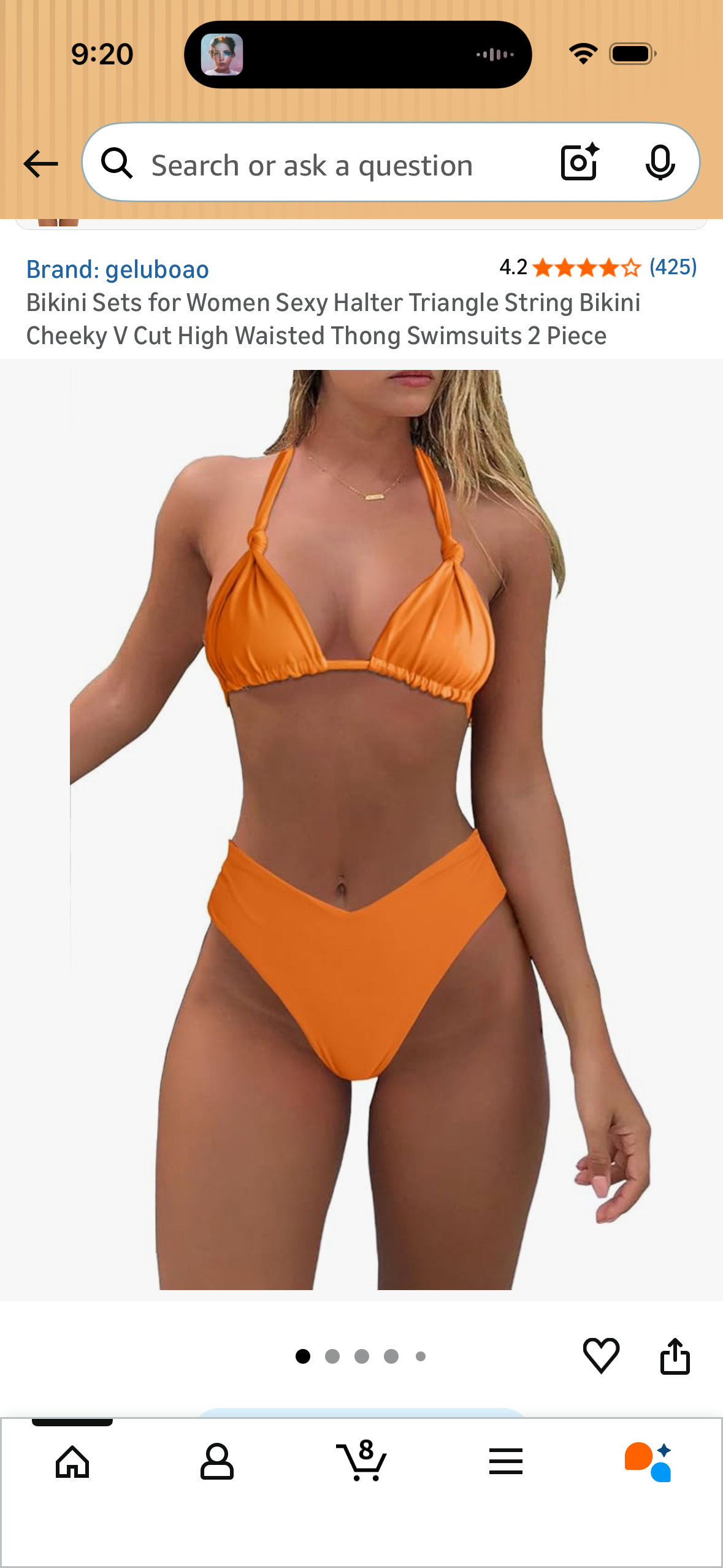 Bikini Sets for Women Sexy Halter Triangle String Bikini Cheeky V Cut High Waisted Thong Swimsuits 2 Piece (Size Small)