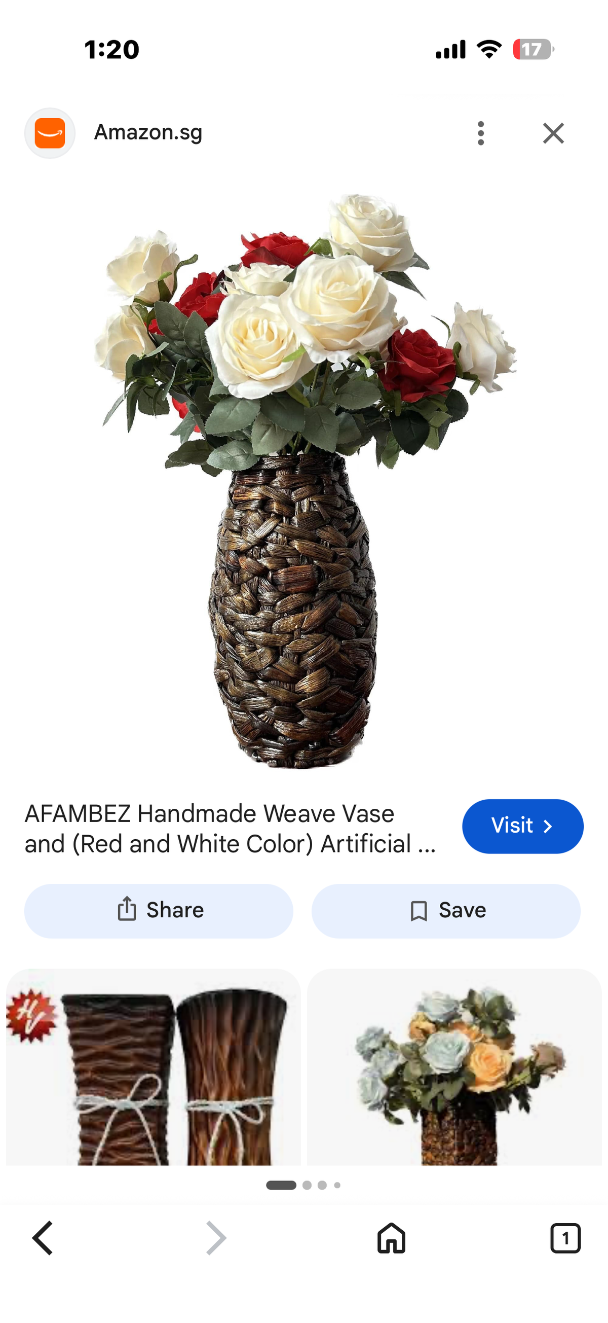 Weave Vase With Artificial Flowers
